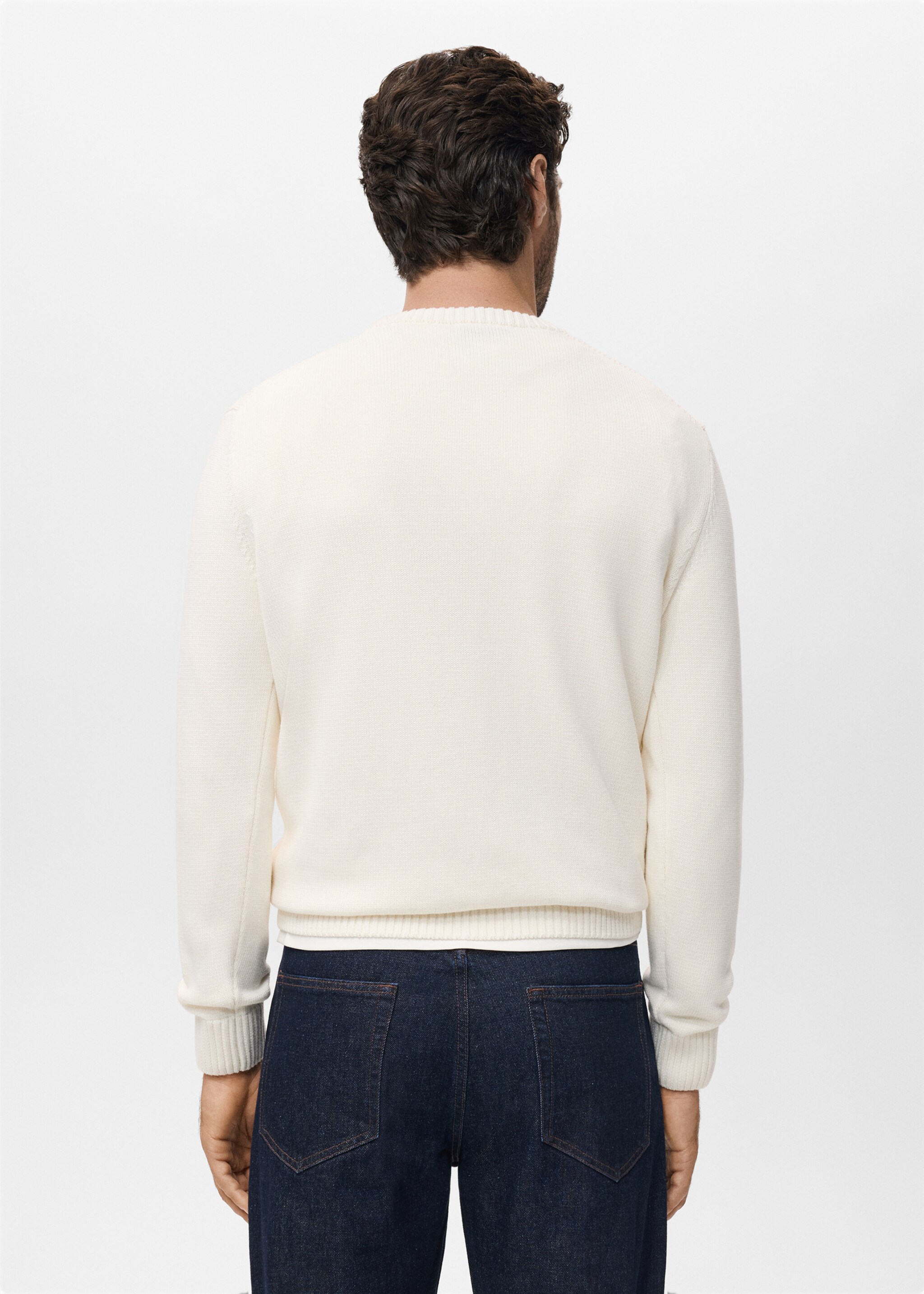 Fine ribbed-knit sweater - Reverse of the article, Off White. Ref: 17005980-00.