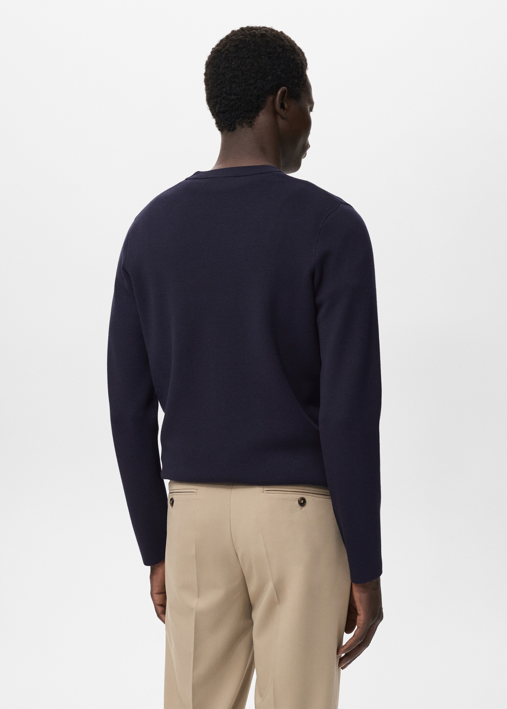 Medium-knit regular-fit sweater - Reverse of the article, Navy. Ref: 17005981-00.