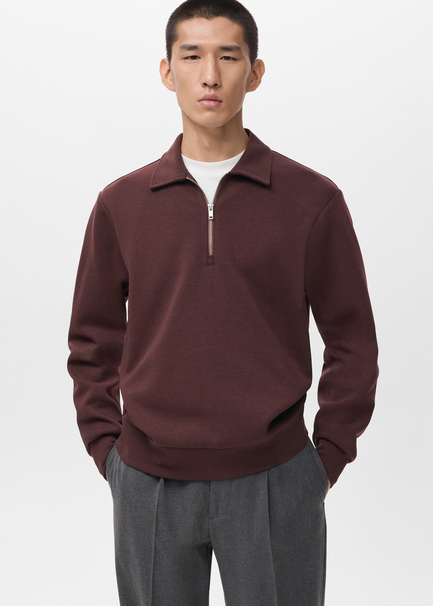 Regular-fit zip-neck sweatshirt Men MANGO Indonesia