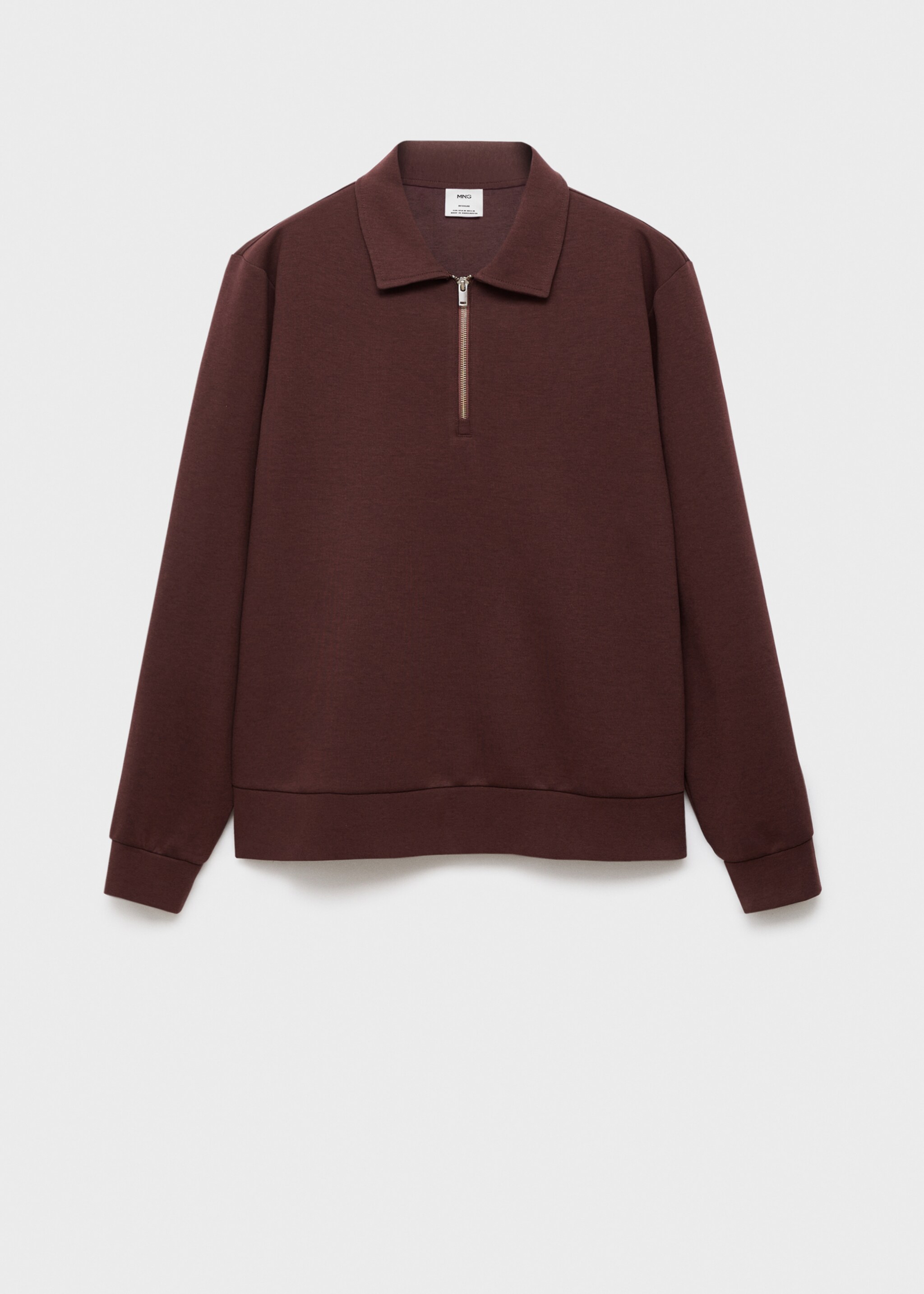 Regular-fit zip-neck sweatshirt - Article without model, Wine. Ref: 17005982-00.
