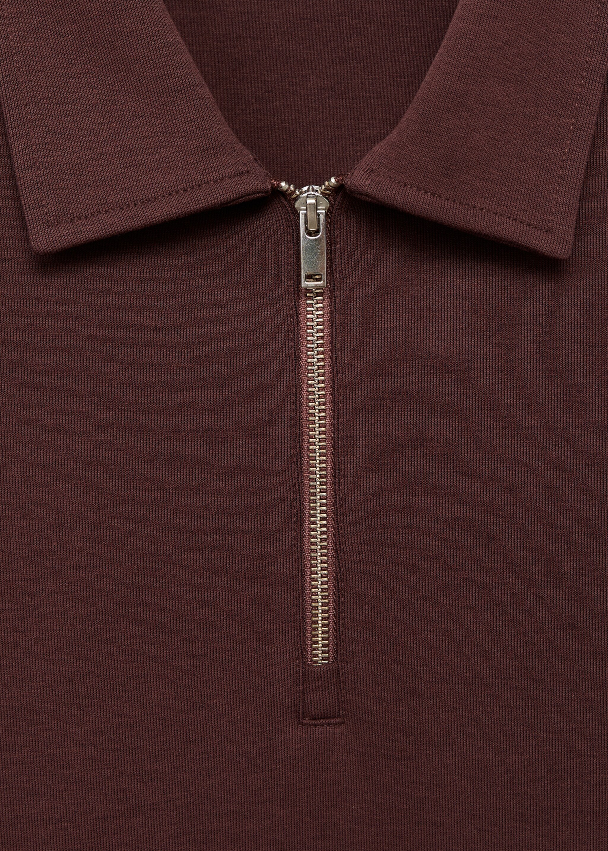 Regular-fit zip-neck sweatshirt - Details of the article 8, Wine. Ref: 17005982-00.