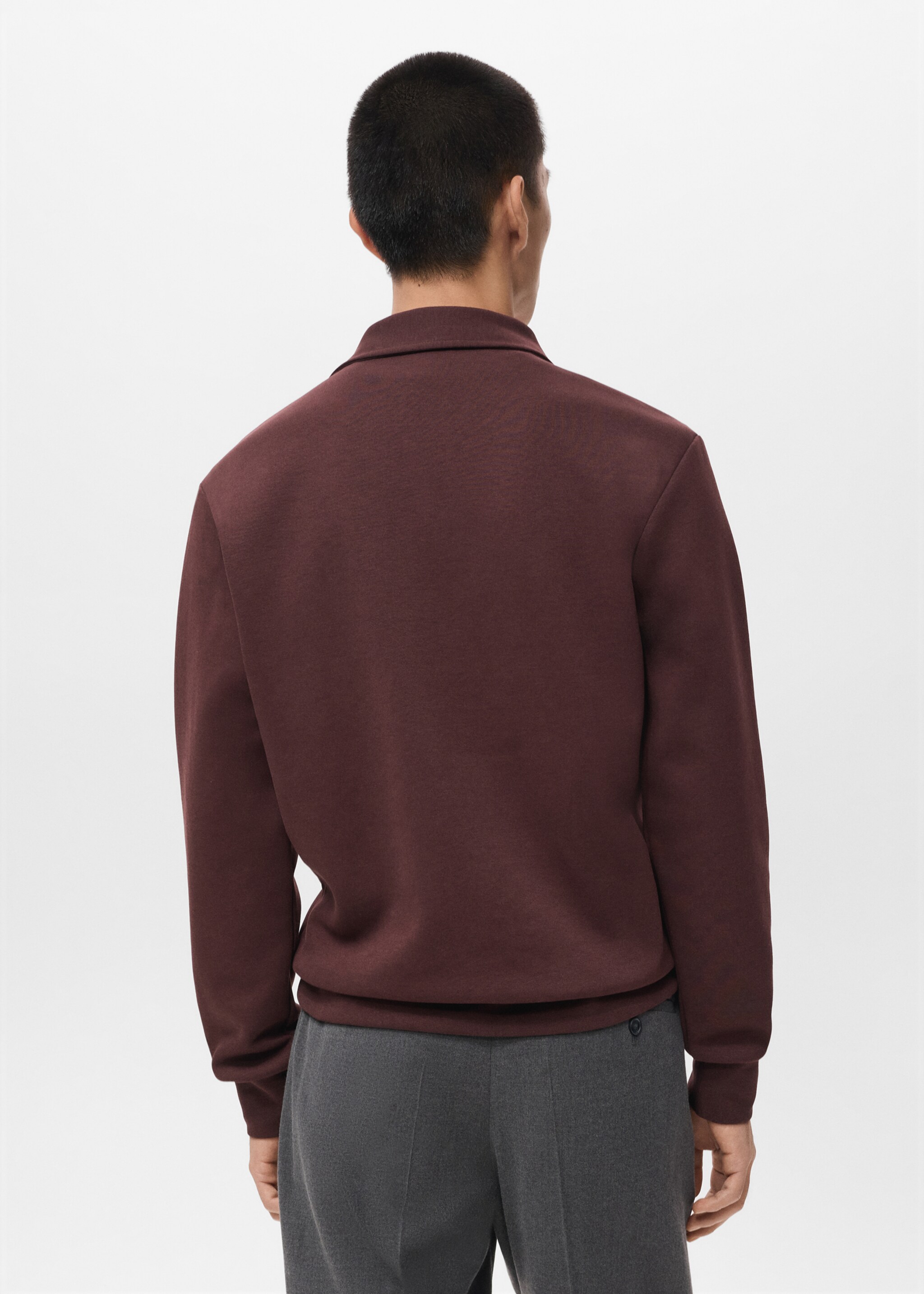 Regular-fit zip-neck sweatshirt - Reverse of the article, Wine. Ref: 17005982-00.