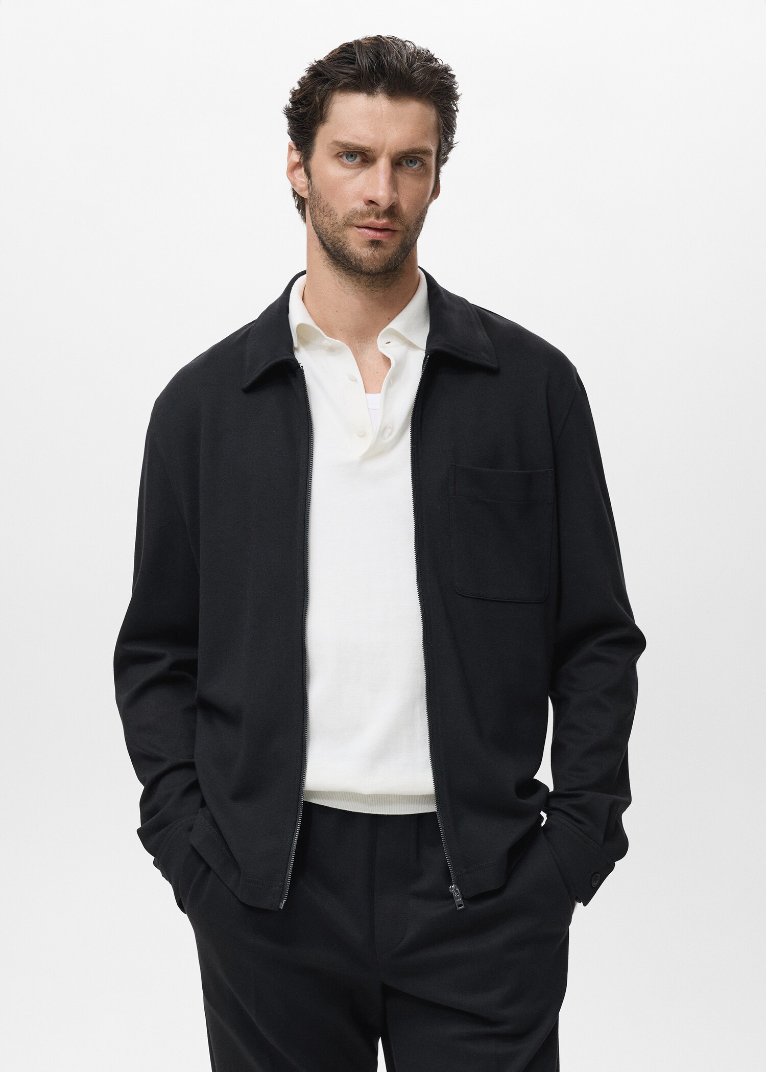 Sudadera cremallera bolsillo - Plano medio