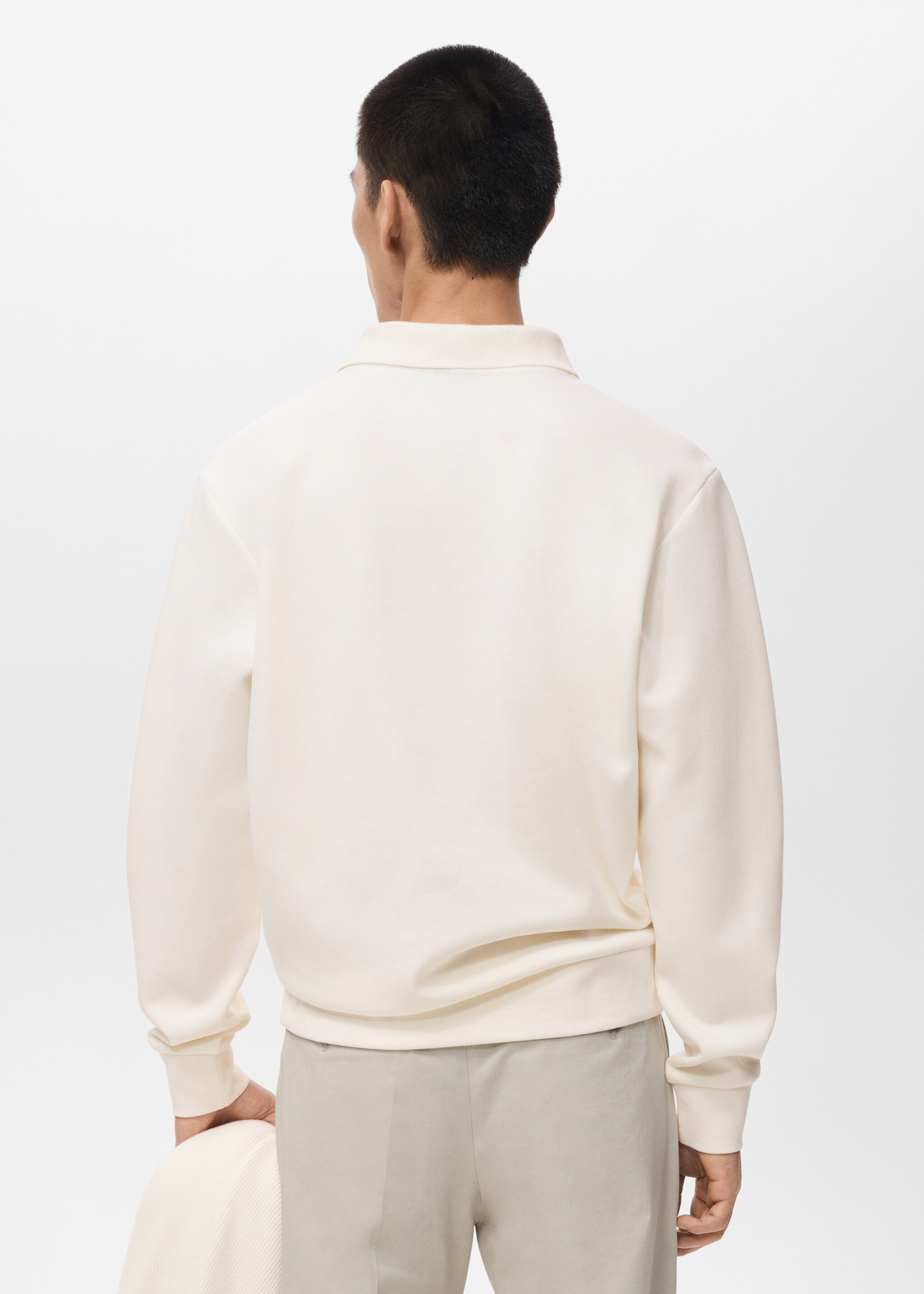 Regular-fit polo sweatshirt - Reverse of the article, White. Ref: 17005984-00.