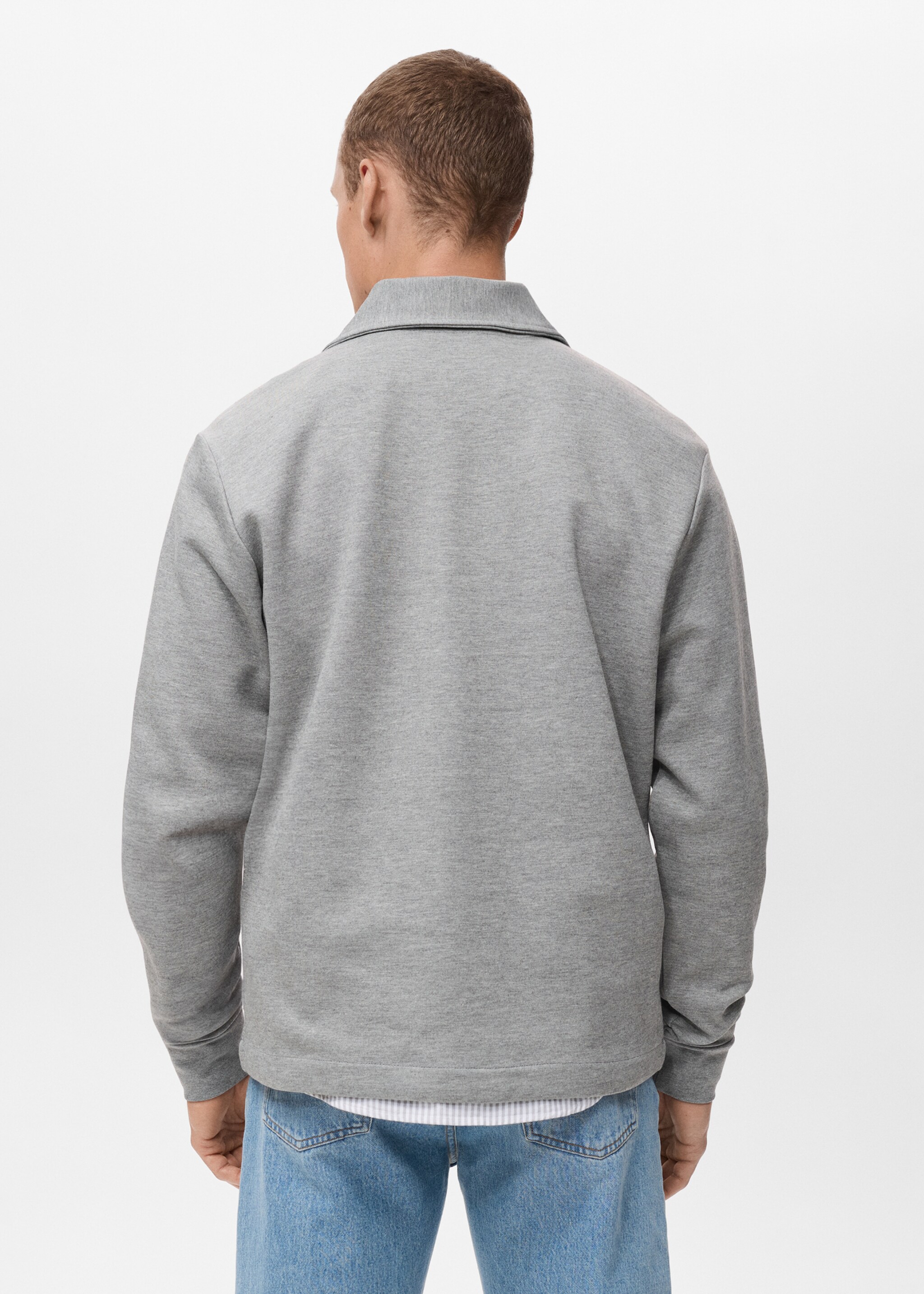 Sudadera algodón cuello cremallera - Reverso del artículo, Gris medio vigoré. Ref: 17005985-00.