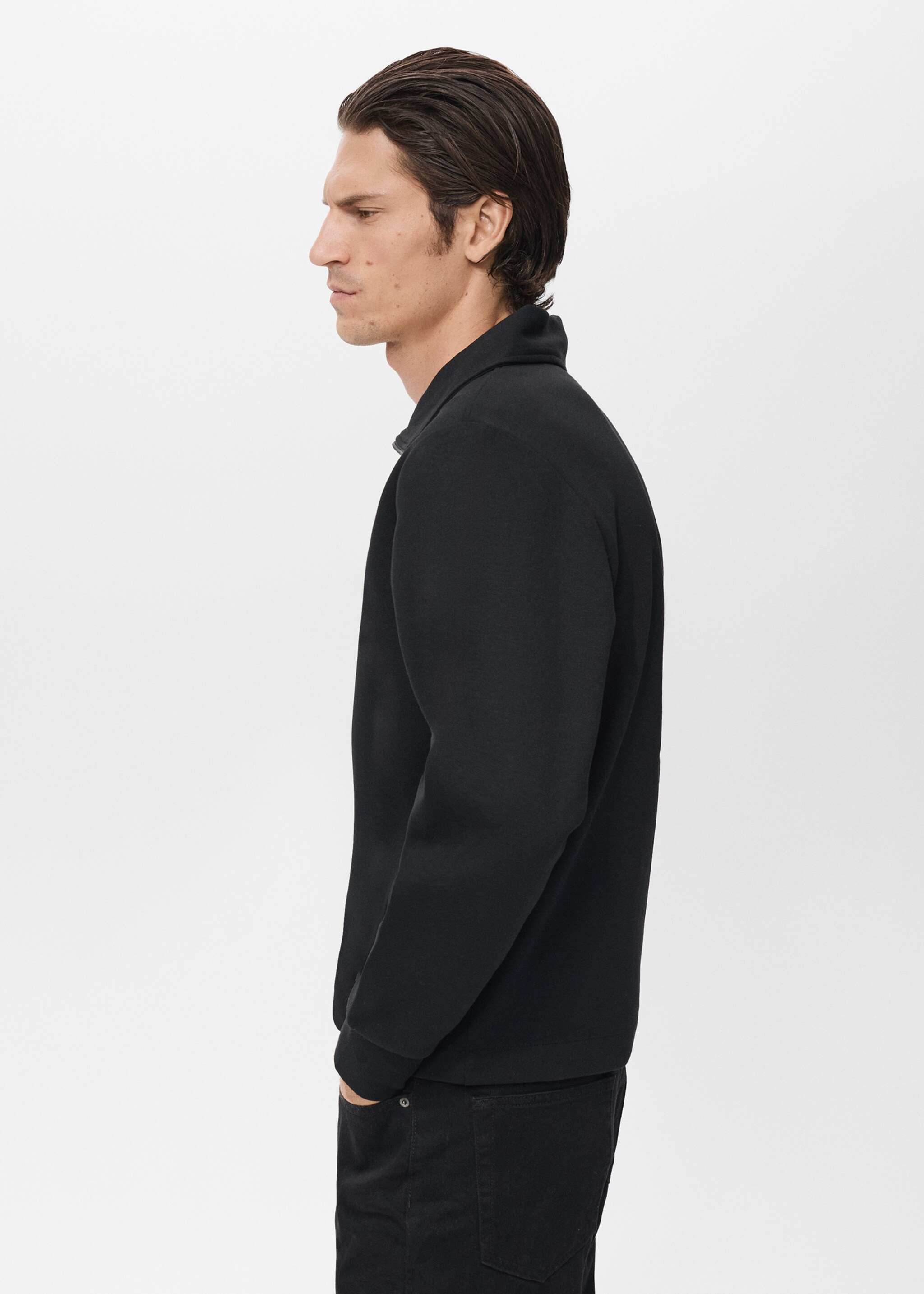 Sudadera algodón cuello cremallera - Detalle del artículo 2, Negro. Ref: 17005985-00.
