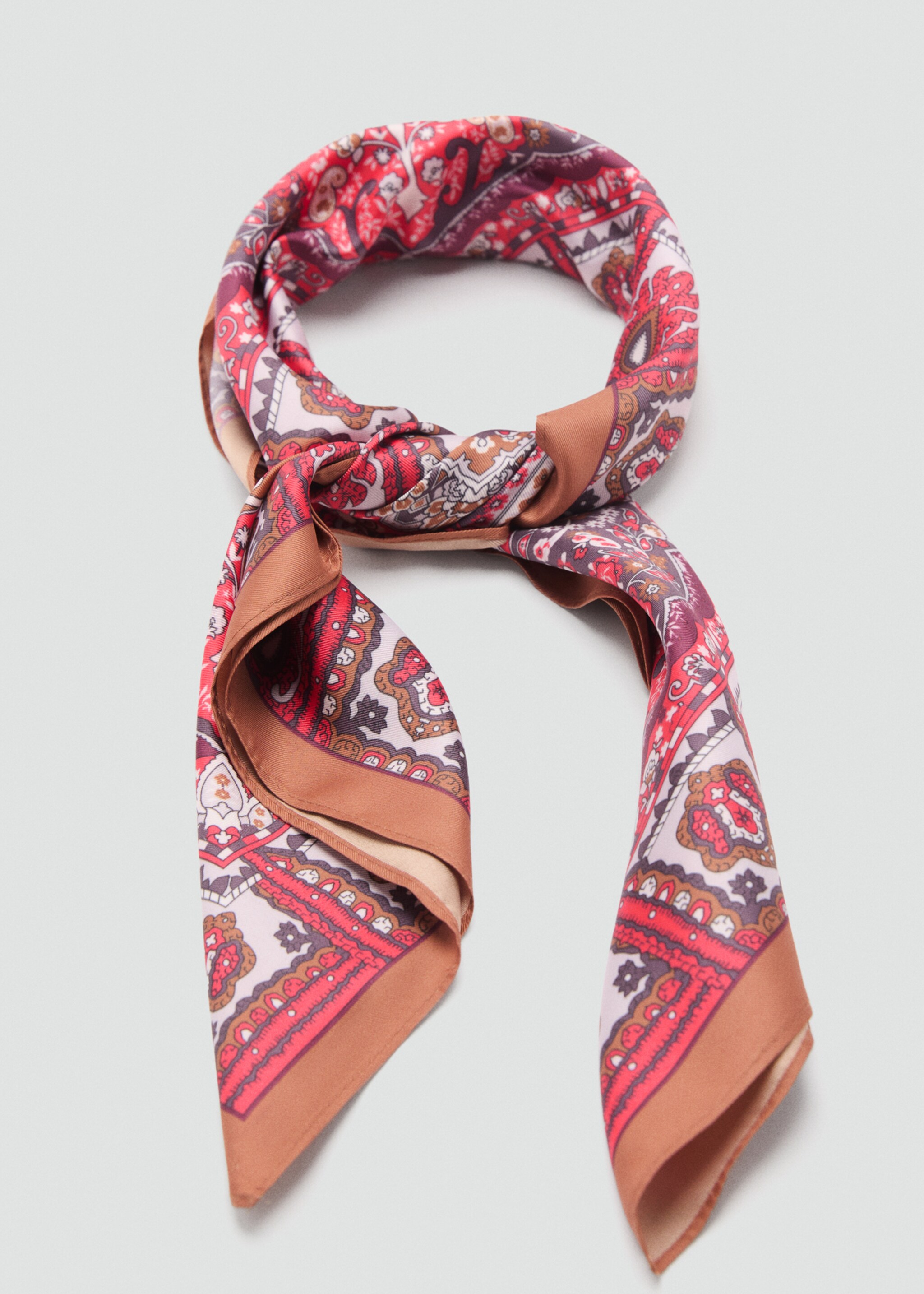 Foulard satiné imprimé - Détail de l'article 1, Rouge. Ref: 17005989-00.