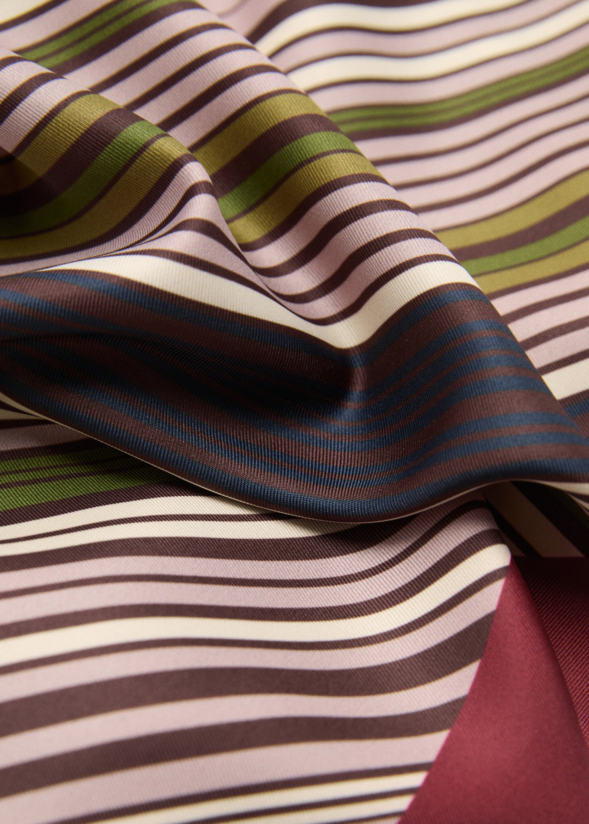 Striped satin scarf - Medium plane, Medium Green. Ref: 17005990-00.