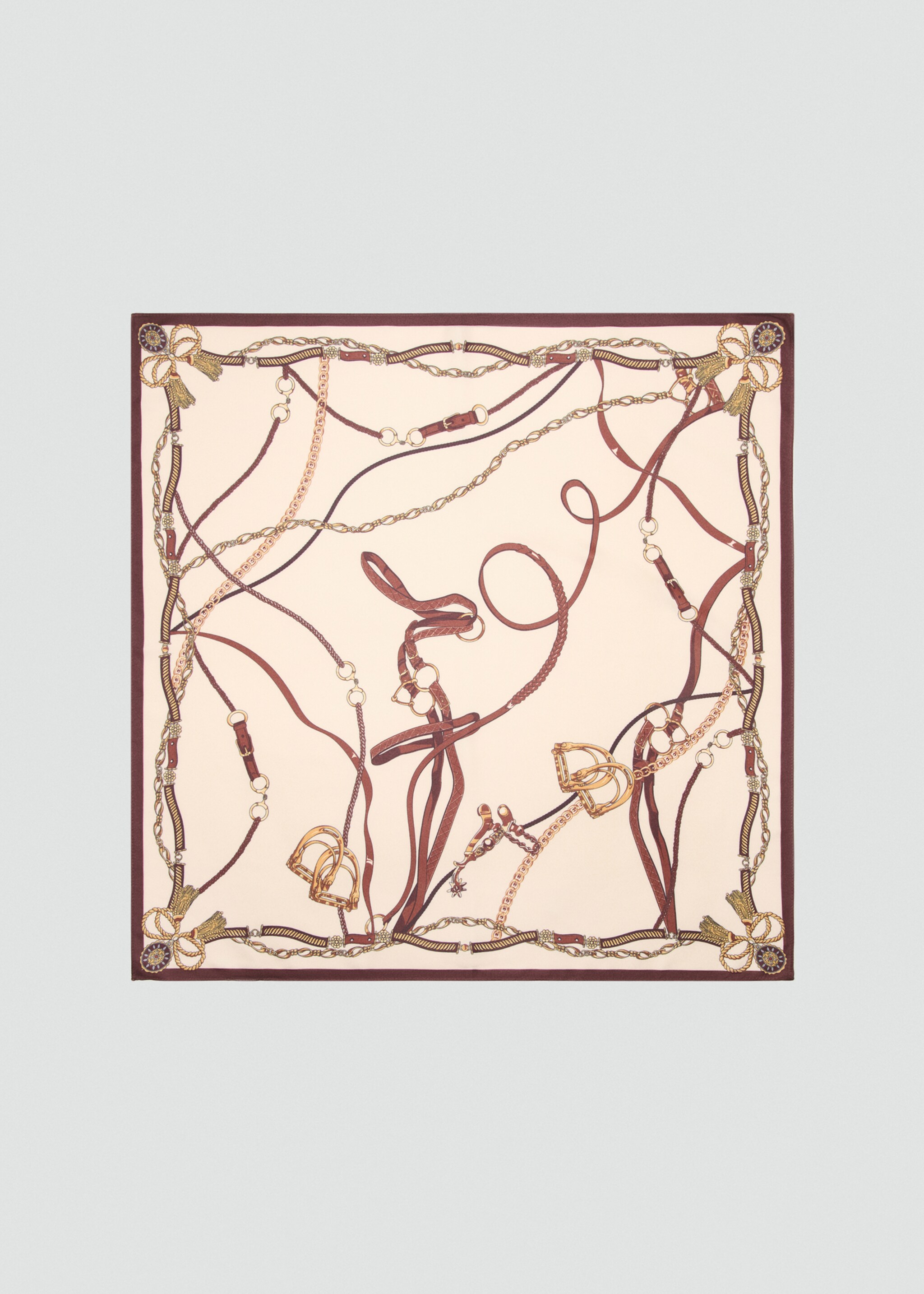 Chain-print scarf - Article without model, Beige. Ref: 17005991-00.