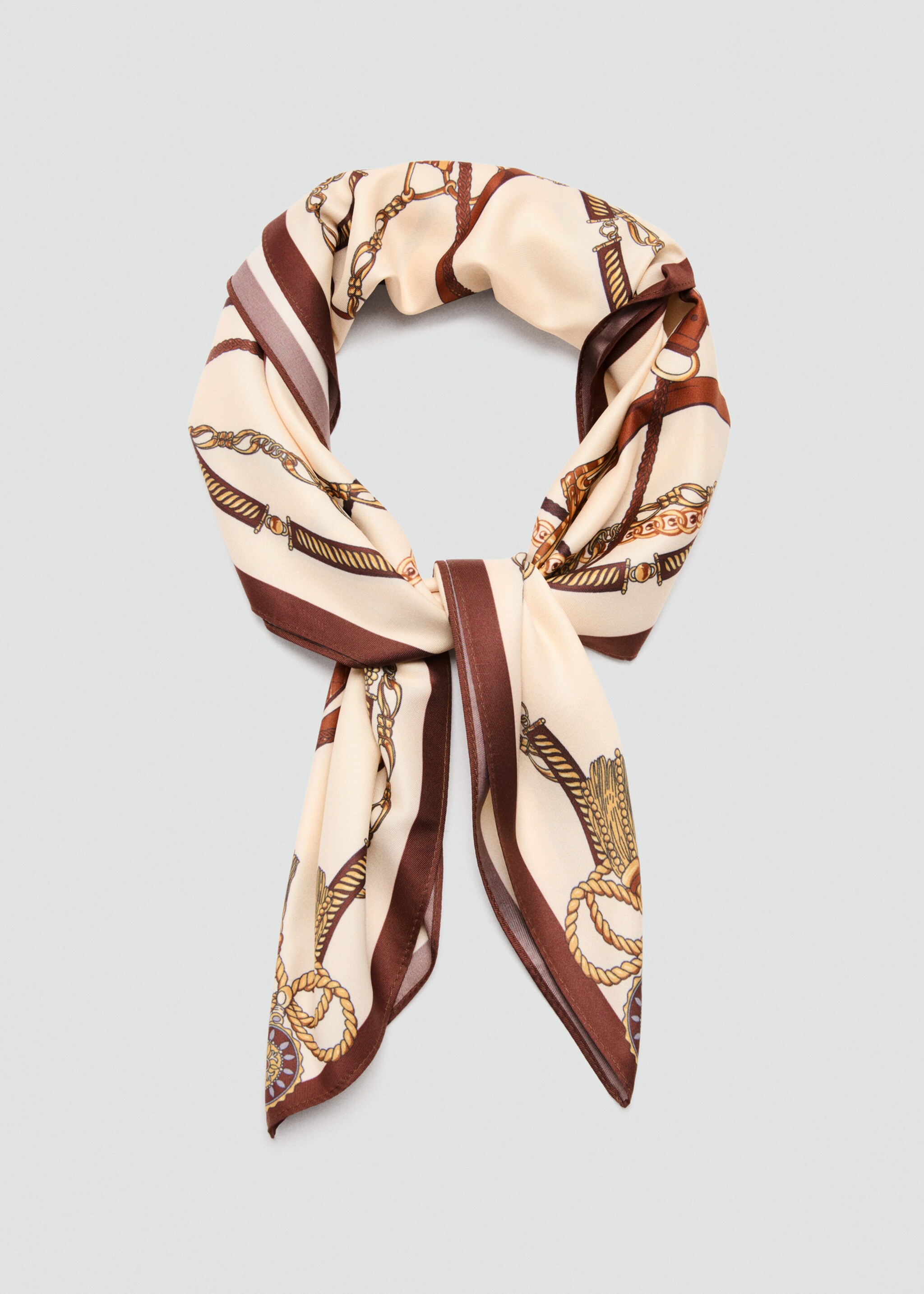 Chain-print scarf - Details of the article 1, Beige. Ref: 17005991-00.
