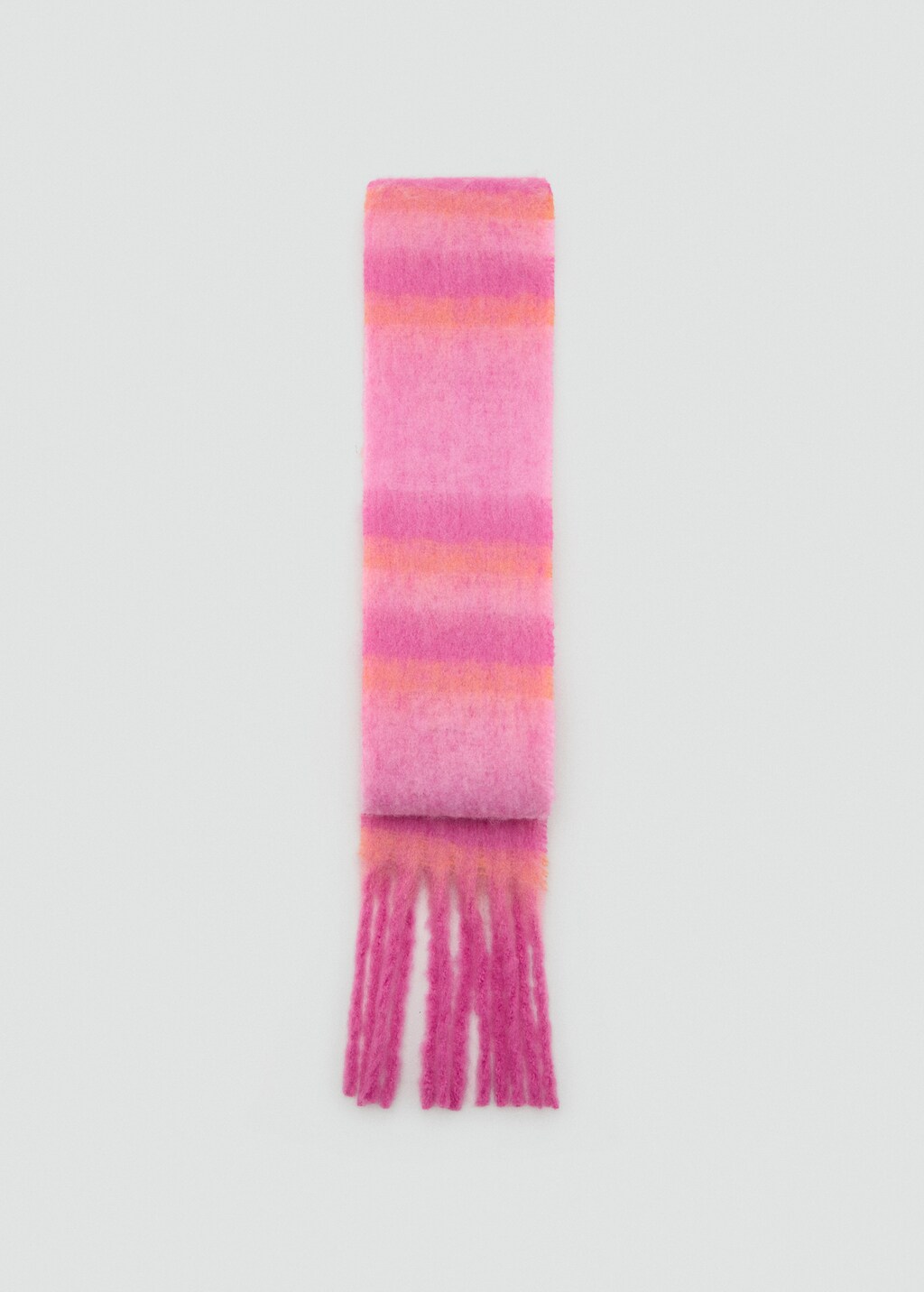 Striped scarf with fringed ends