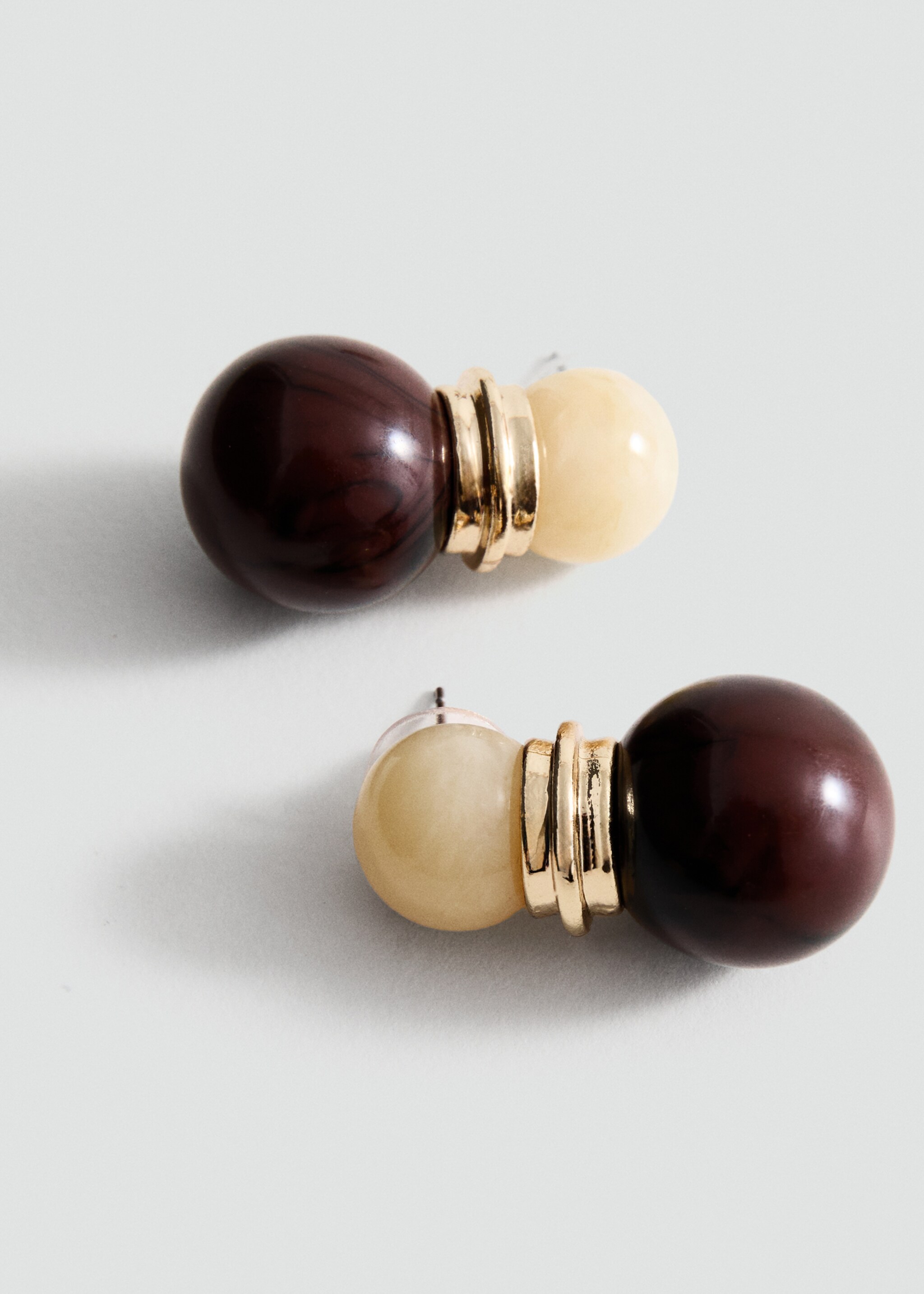 Pendientes bolas combinados - Plano medio, Marrón. Ref: 17006007-00.