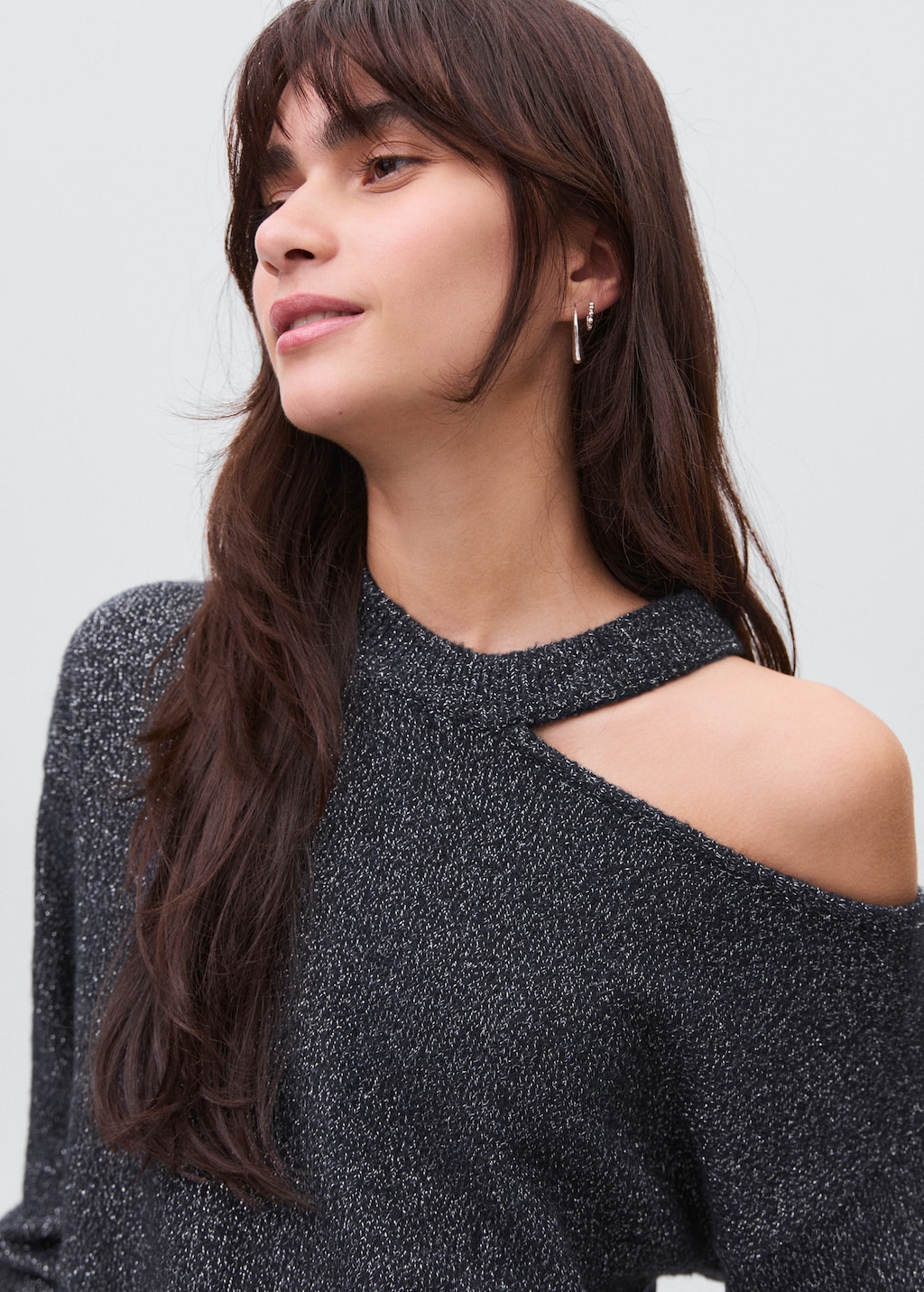 Lurex sweater with cut-out