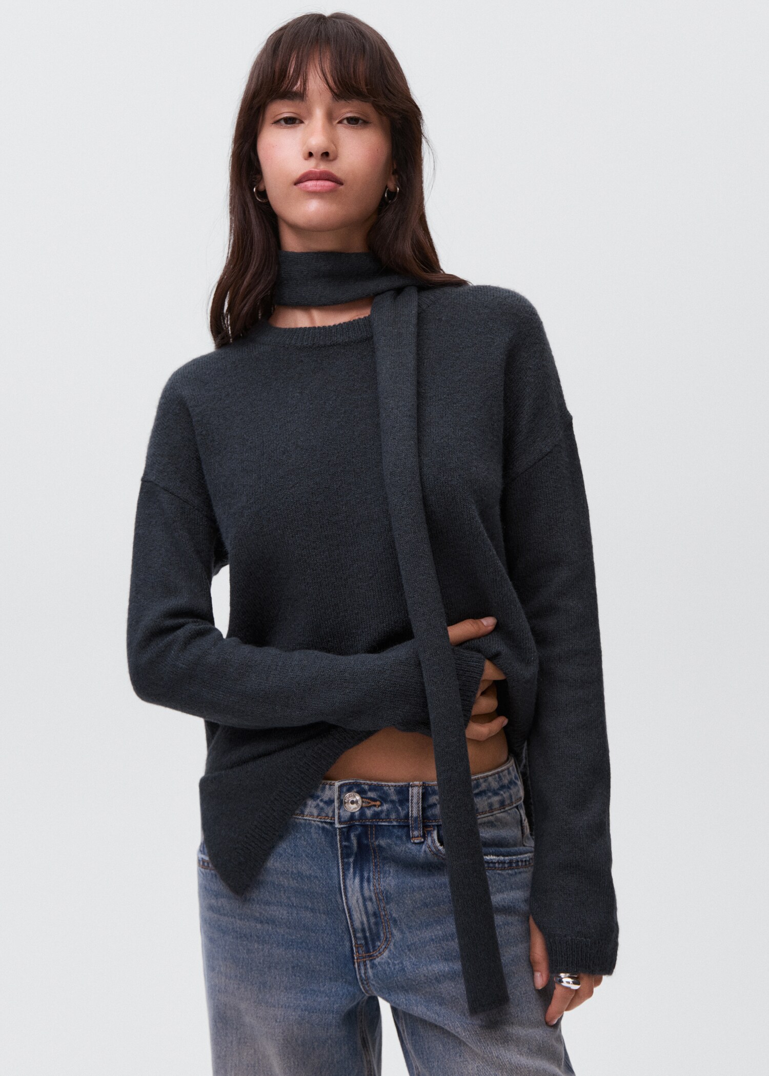 Pull-over maille asymétrique - Plan moyen