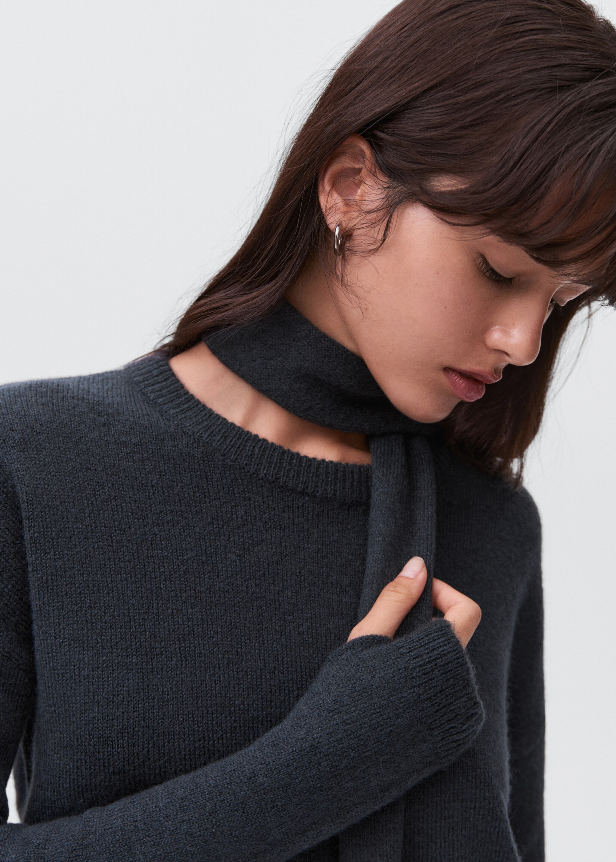 Pull-over maille asymétrique - Détail de l'article 1, Bleu pétrole. Ref: 17006338-00.