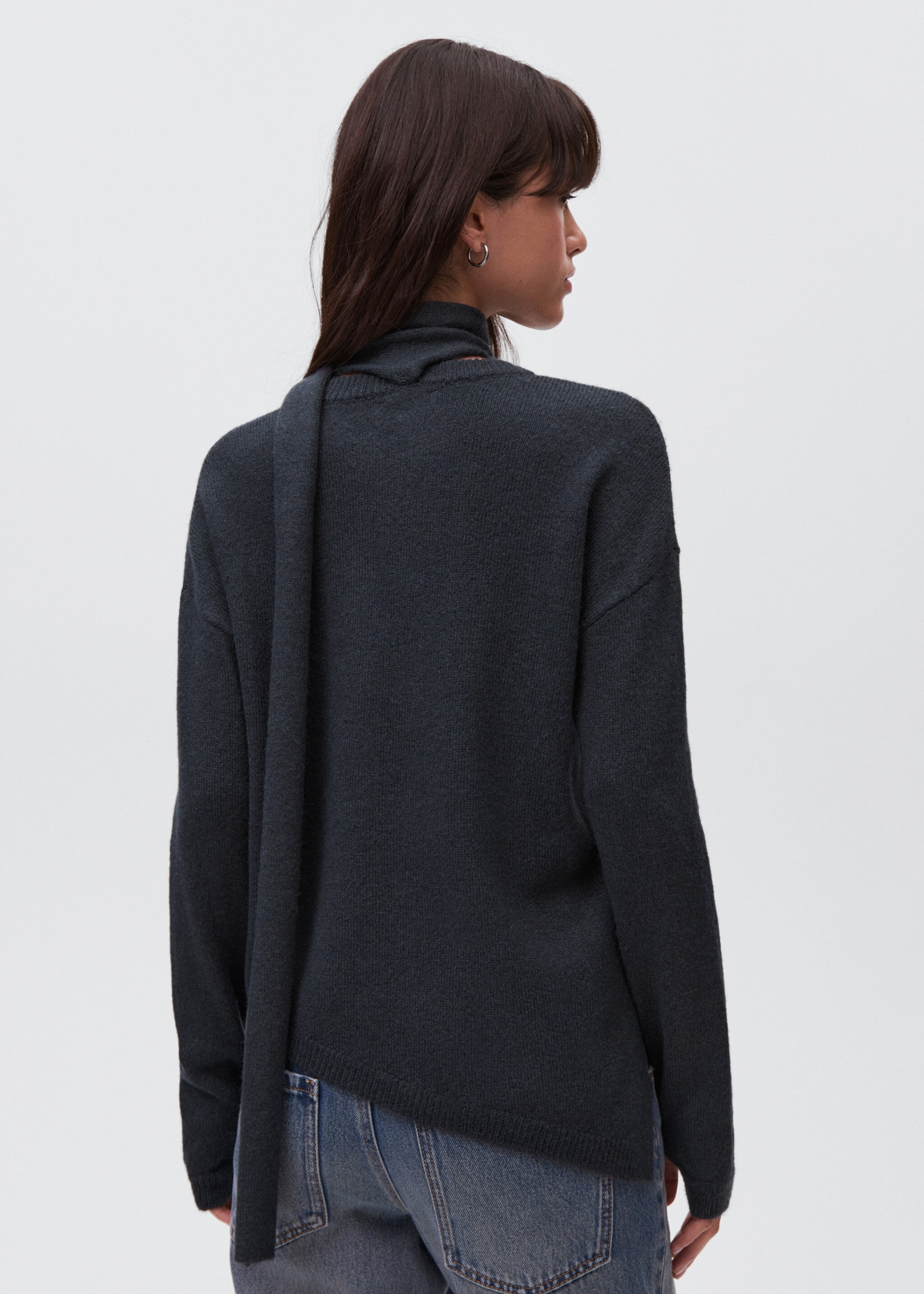 Pull-over maille asymétrique - Verso de l’article, Bleu pétrole. Ref: 17006338-00.
