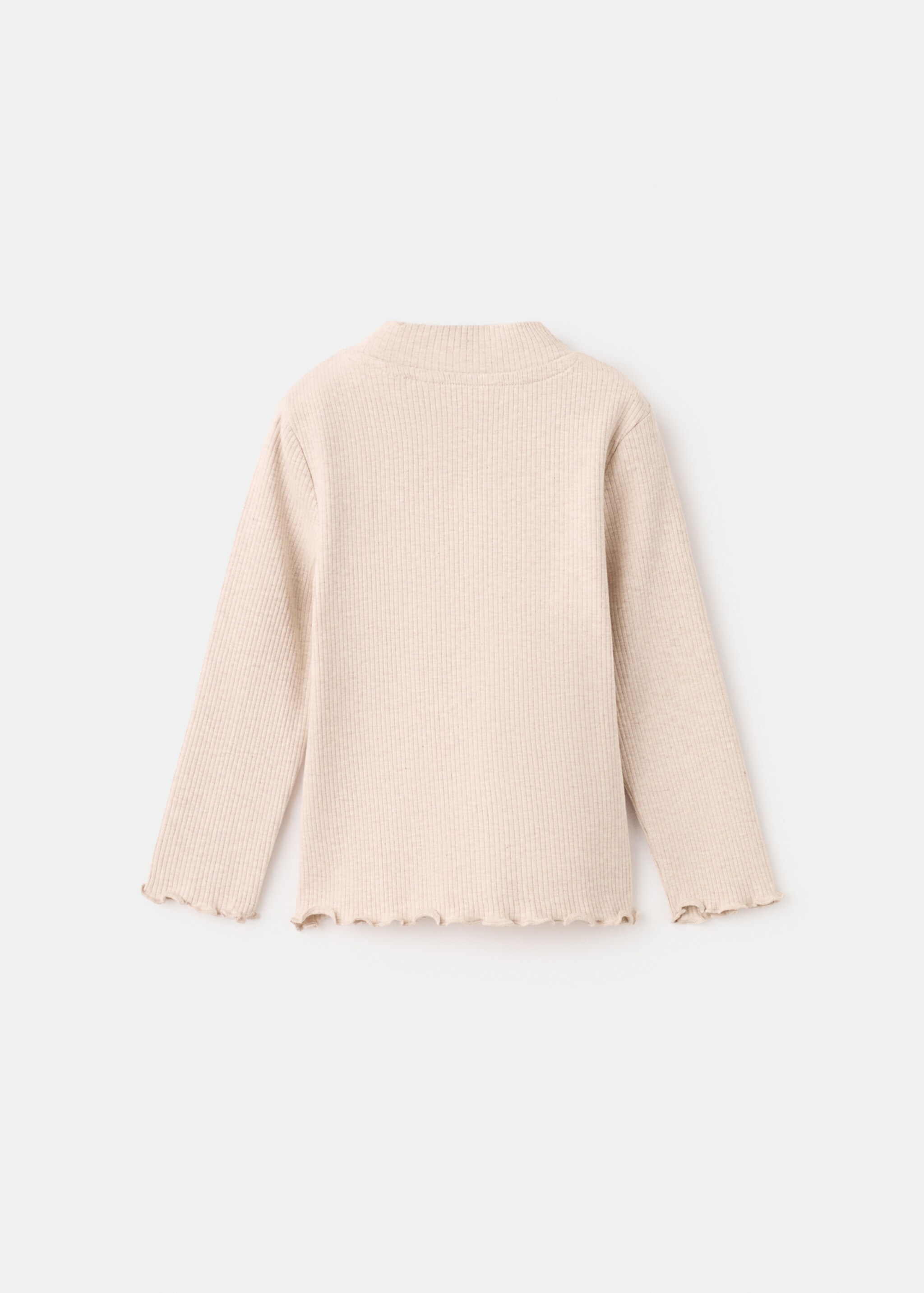 Ribbed high neck t-shirt - Reverse of the article, Sand. Ref: 17006340-00.