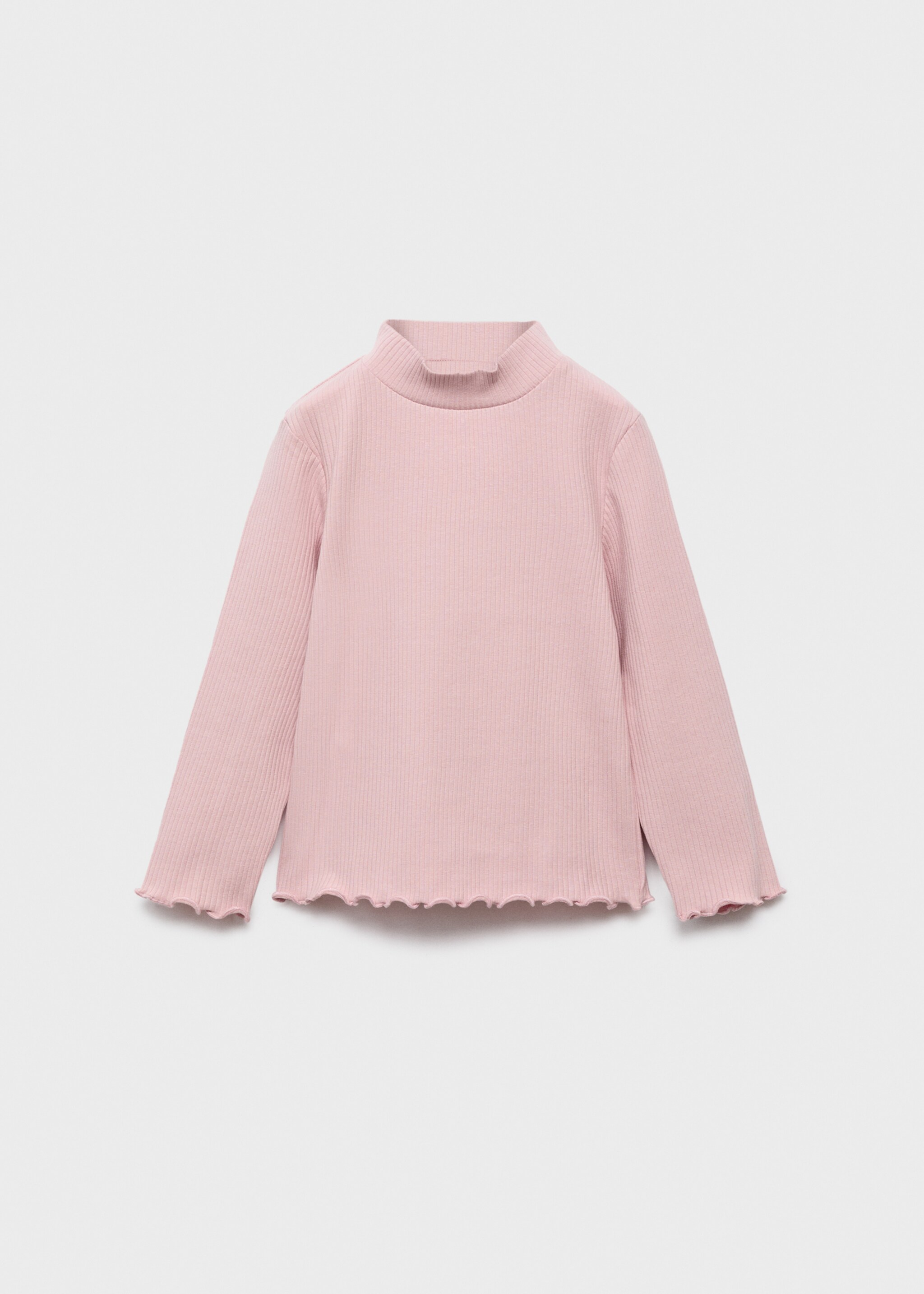 Ribbed high neck t-shirt - Article without model, Pink. Ref: 17006340-00.
