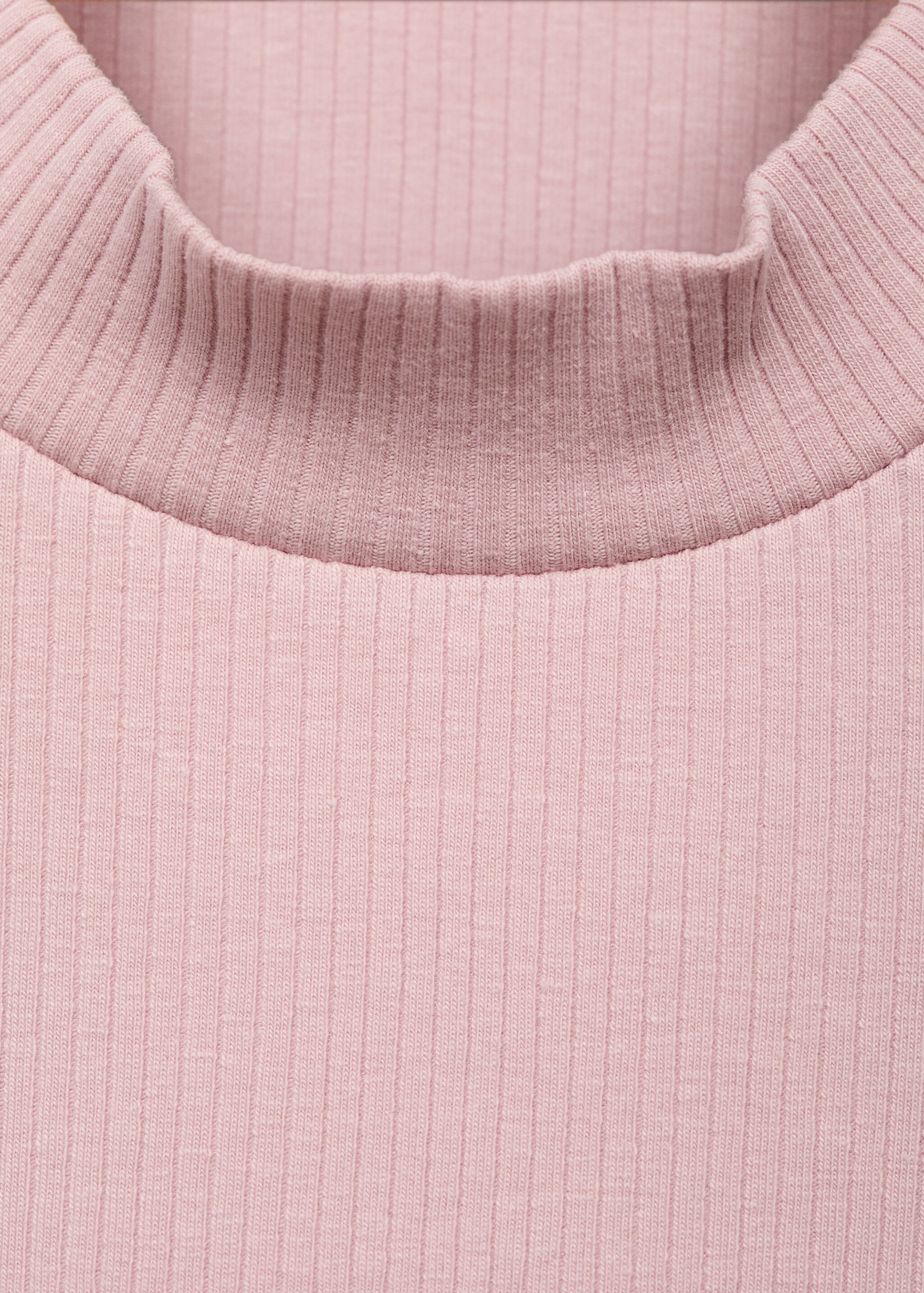 Ribbed high neck t-shirt - Details of the article 8, Pink. Ref: 17006340-00.
