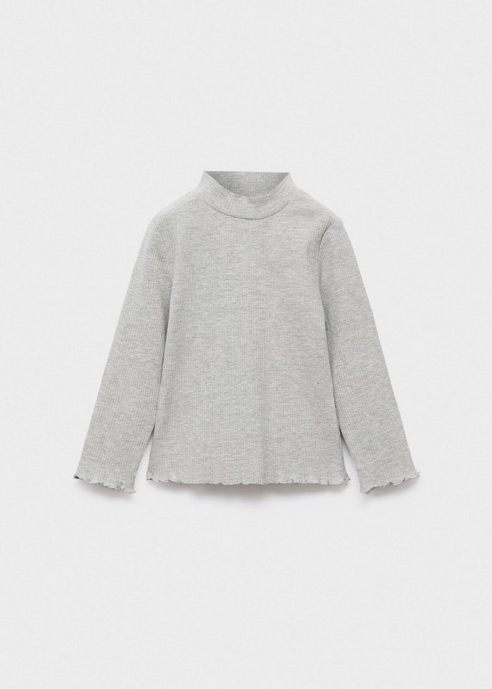 Ribbed high neck t-shirt - Article without model, Light Heather Grey. Ref: 17006340-00.
