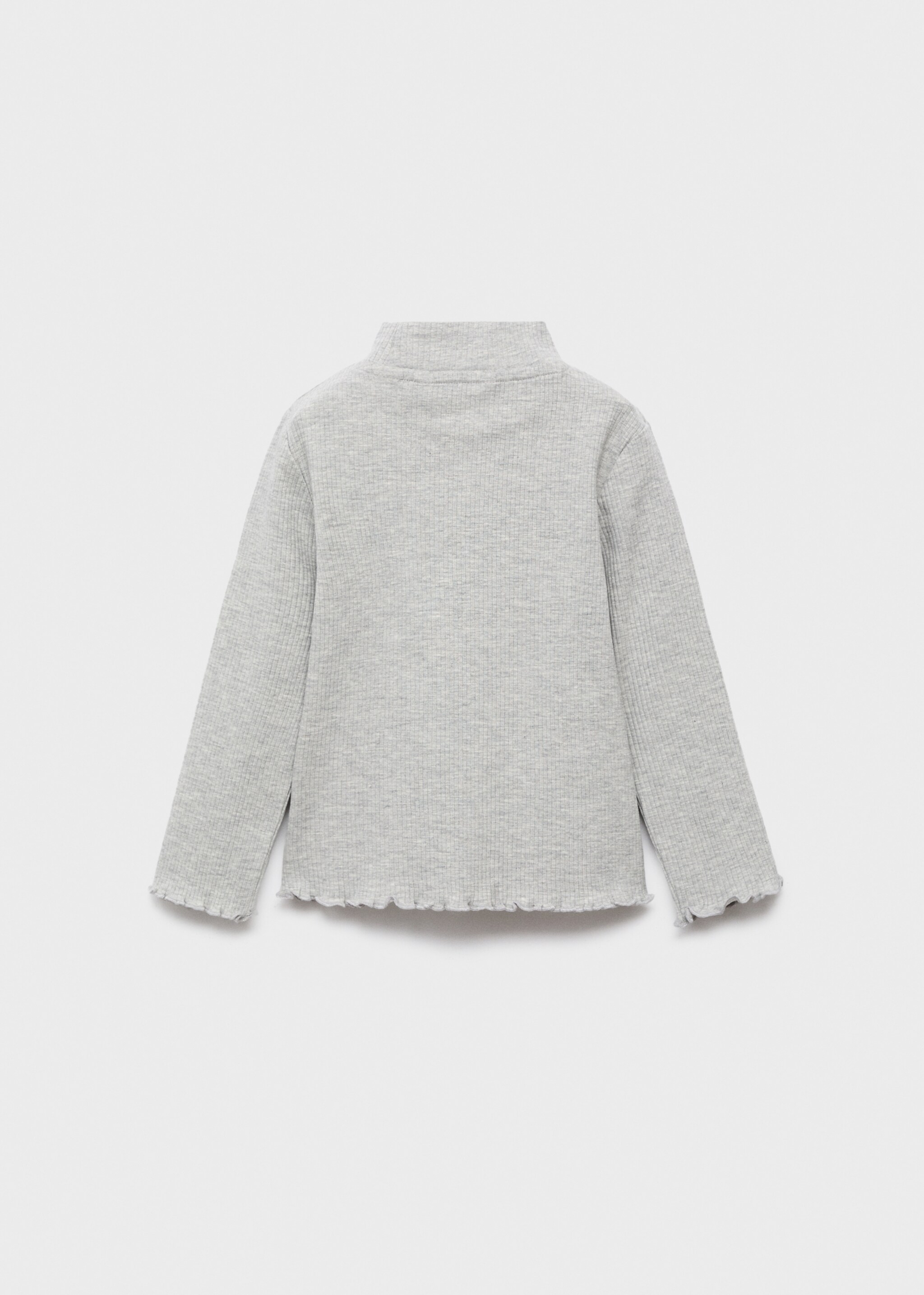 Ribbed high neck t-shirt - Reverse of the article, Light Heather Grey. Ref: 17006340-00.