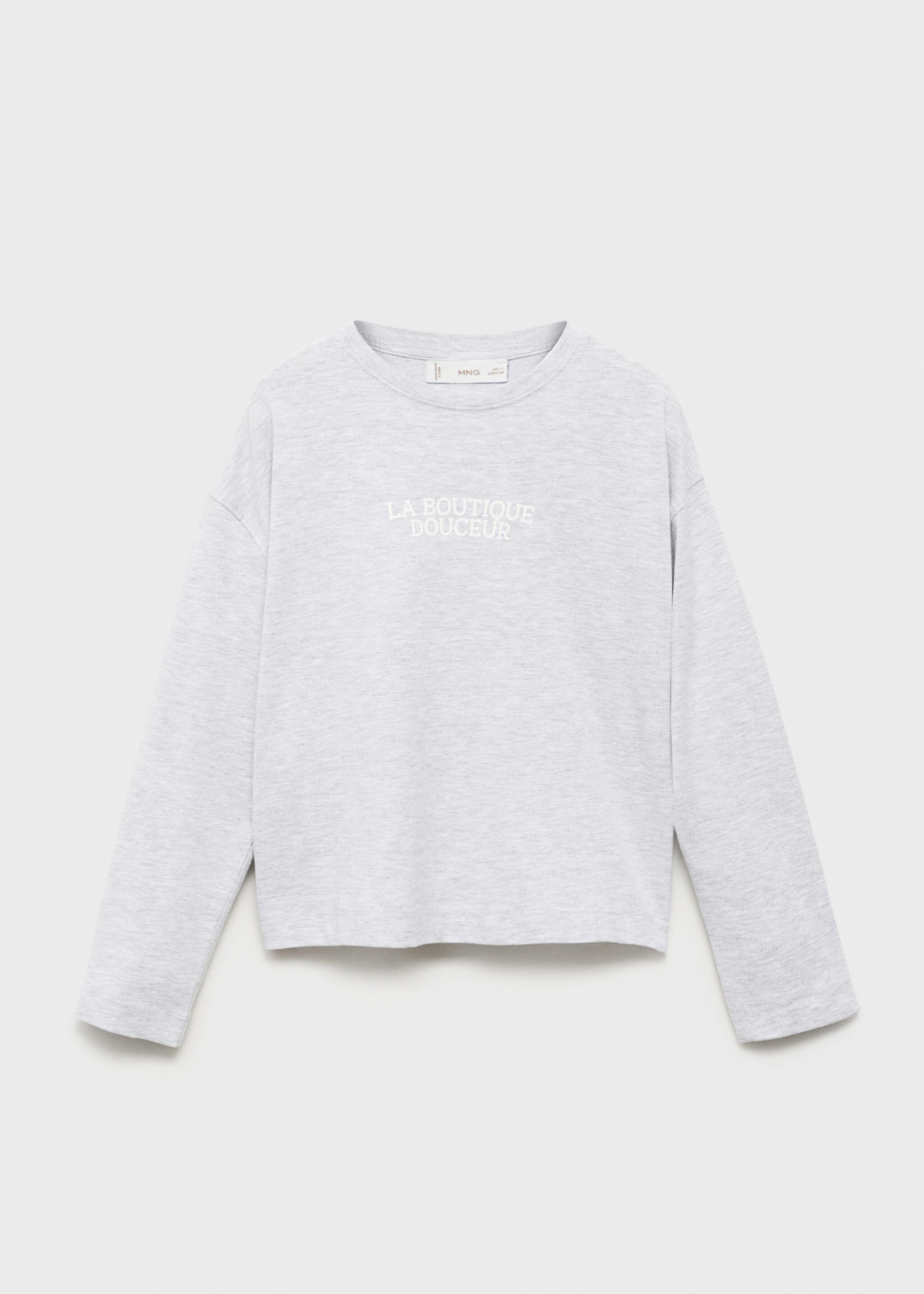 T-shirt manches longues imprimé - Article sans modèle, Gris chiné clair. Ref: 17006346-00.