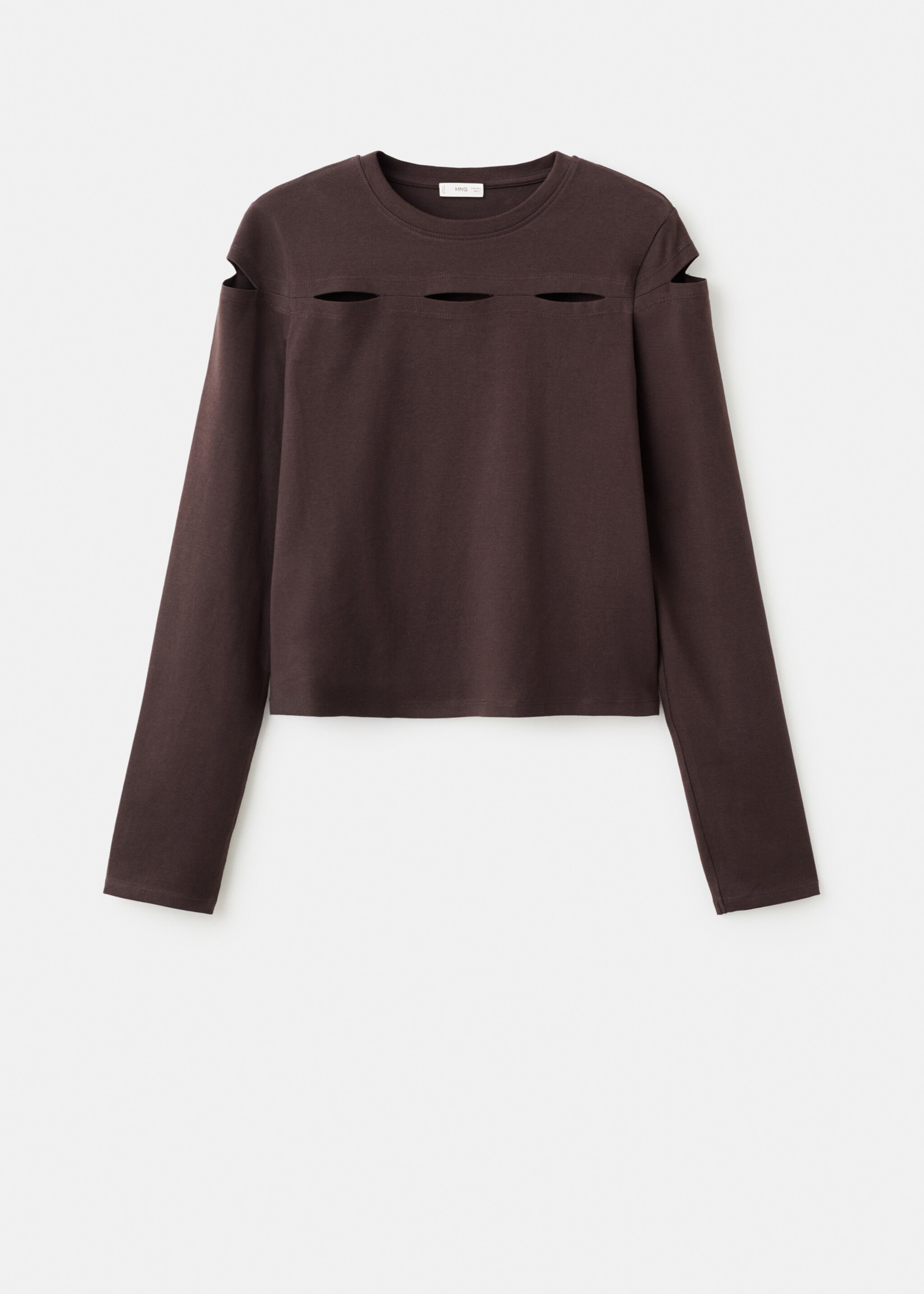 Cotton t-shirt with cut-out - Article without model, Brown. Ref: 17006349-00.