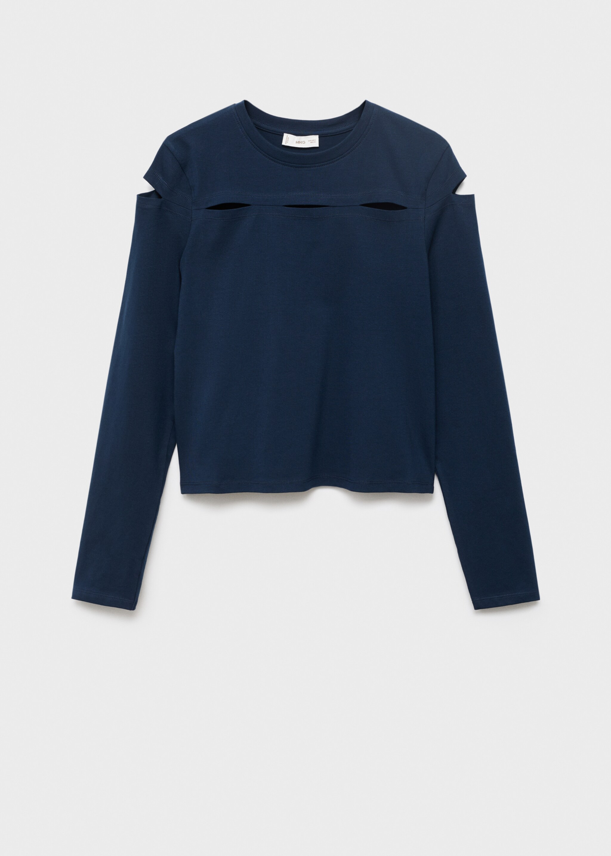 Cotton t-shirt with cut-out - Article without model, Navy. Ref: 17006349-00.