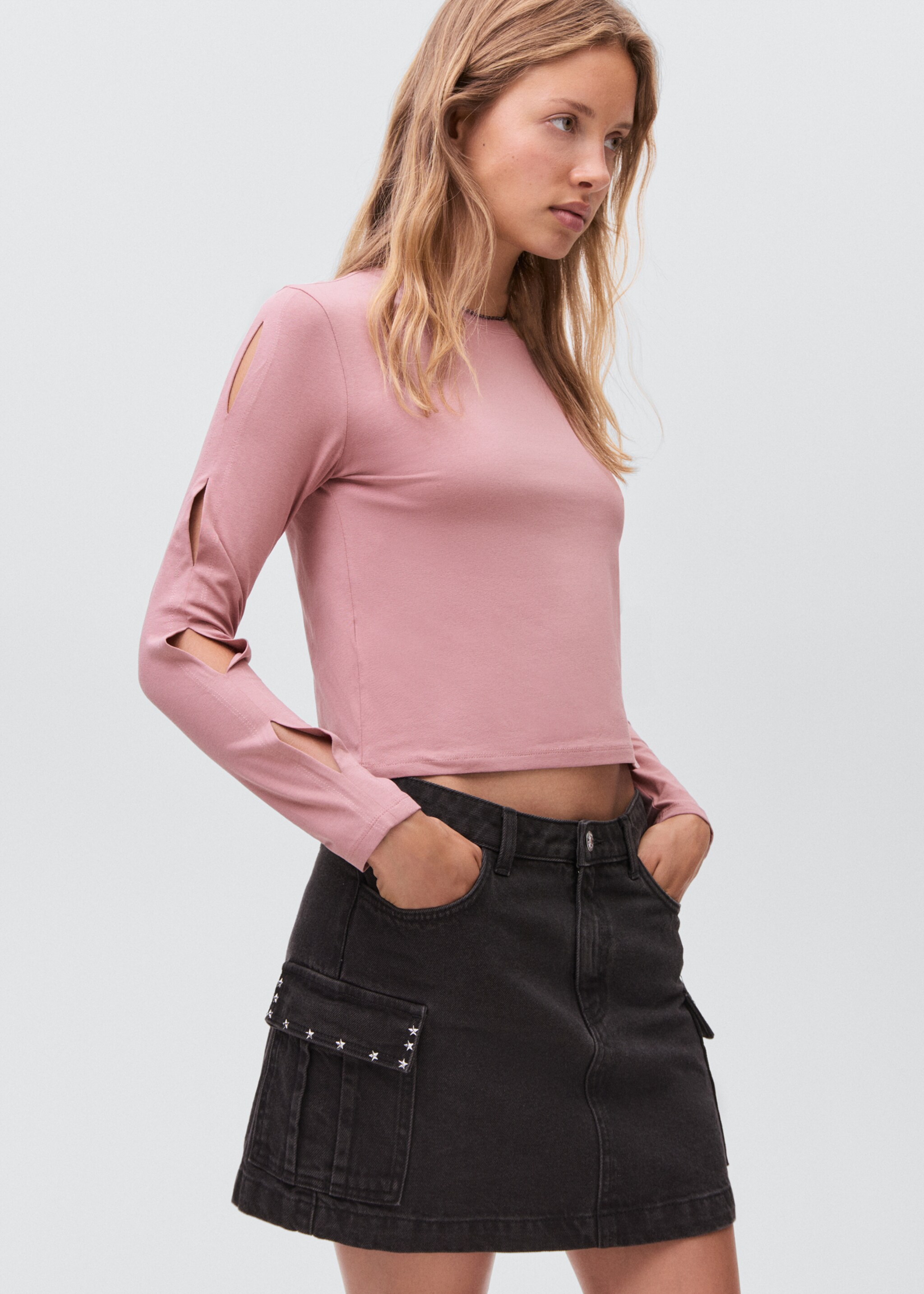 Cut-out t-shirt - Medium plane, Pink. Ref: 17006350-00.
