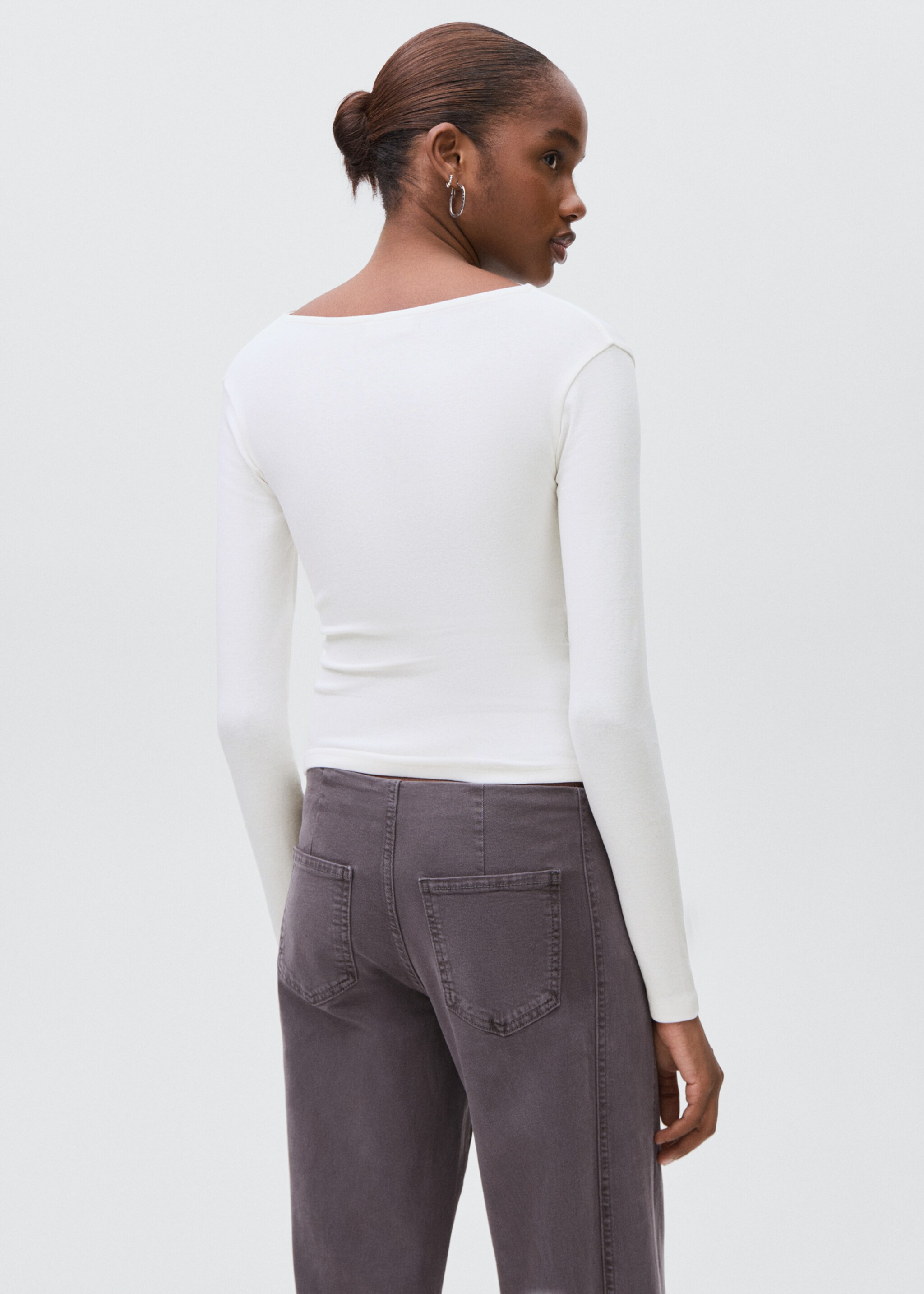 Gathered cotton t-shirt - Reverse of the article, Off White. Ref: 17006352-00.