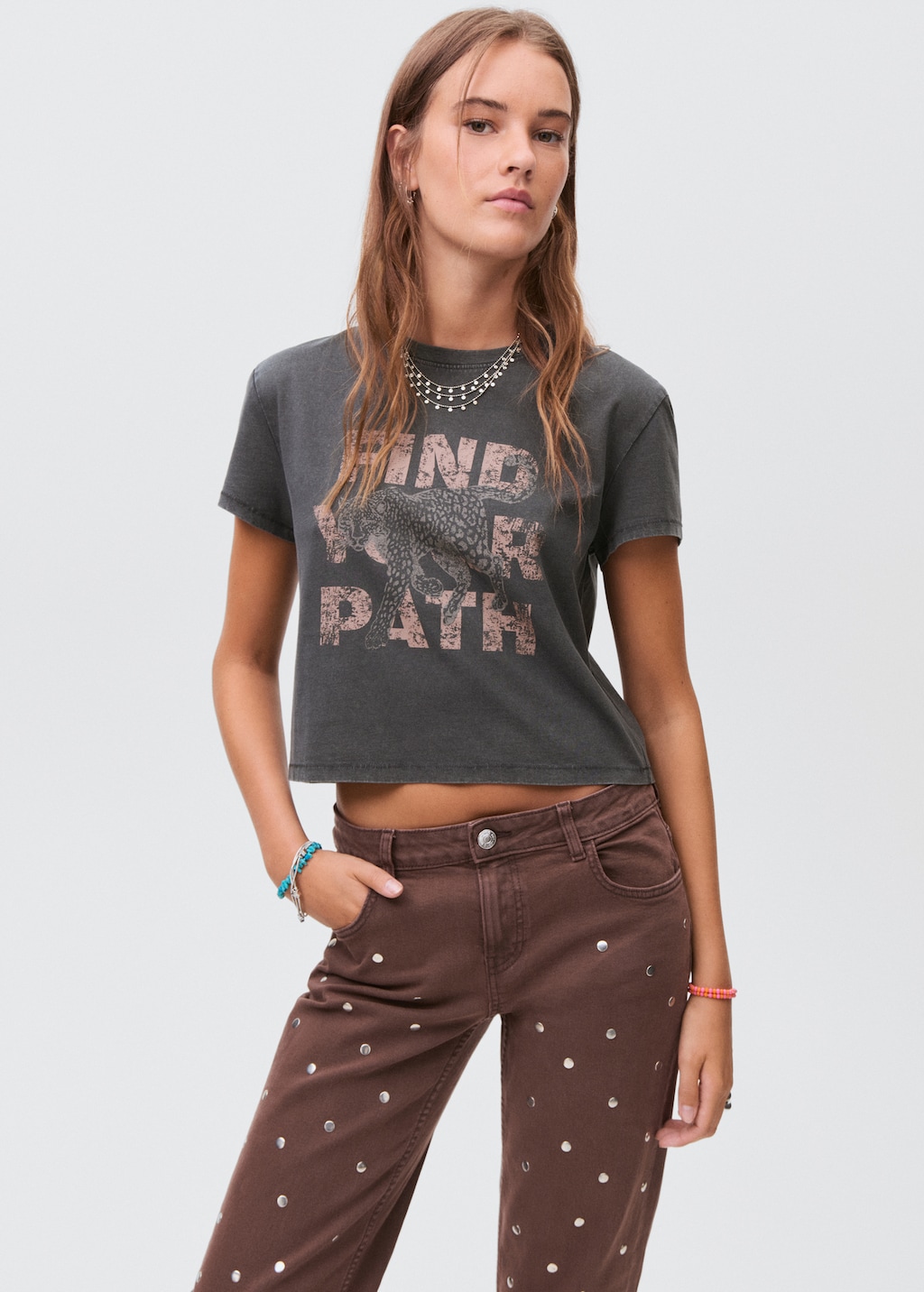 Printed cotton-blend t-shirt