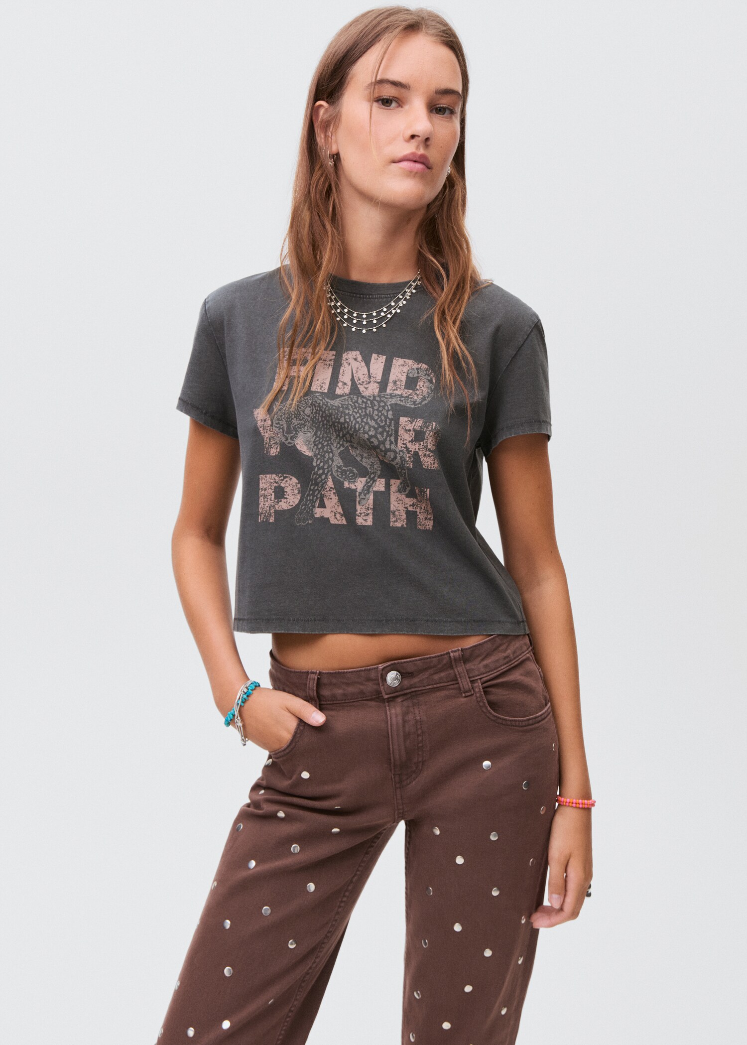 Printed cotton-blend t-shirt - Medium plane