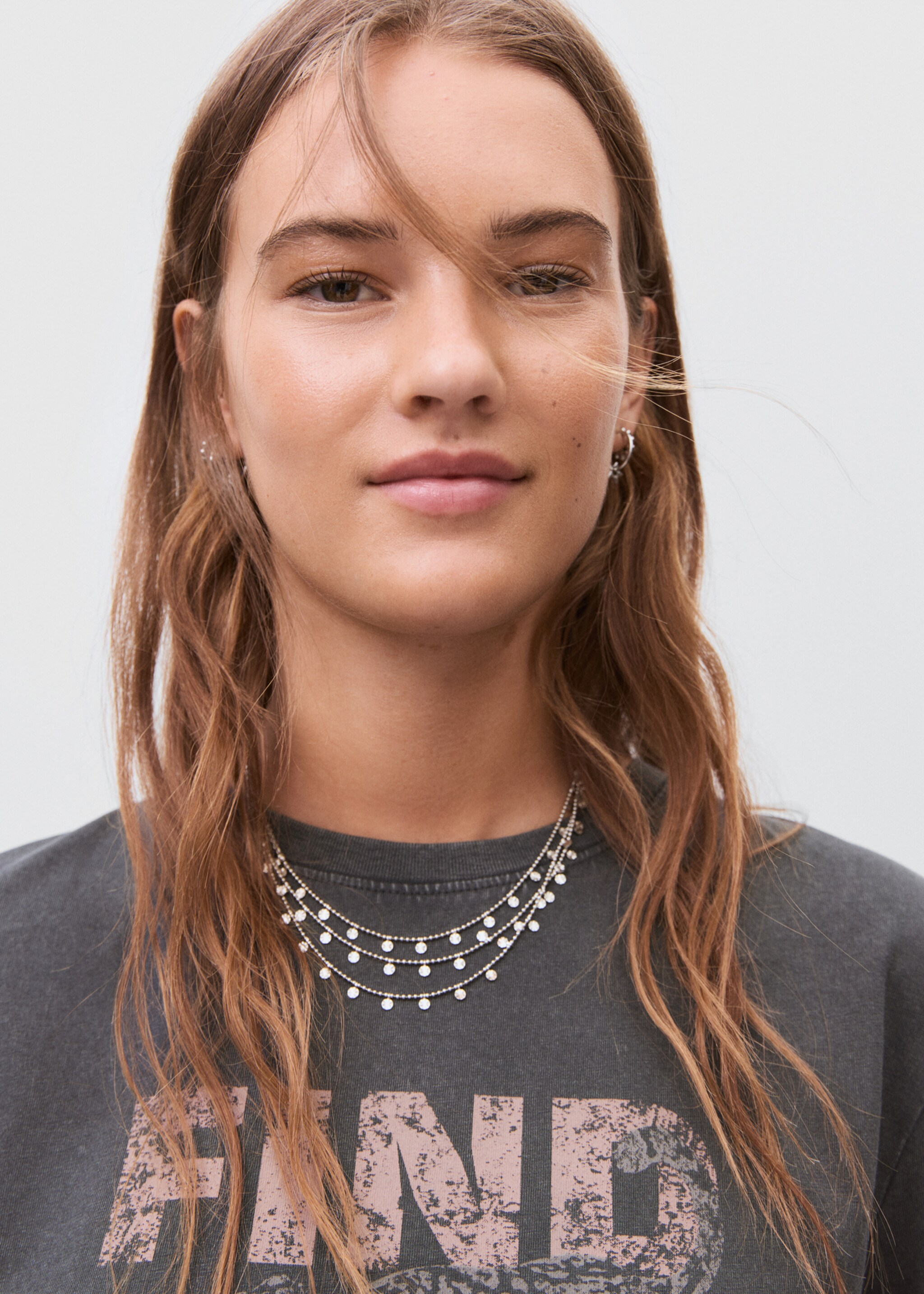 Printed cotton-blend t-shirt - Details of the article 1, Charcoal. Ref: 17006353-00.