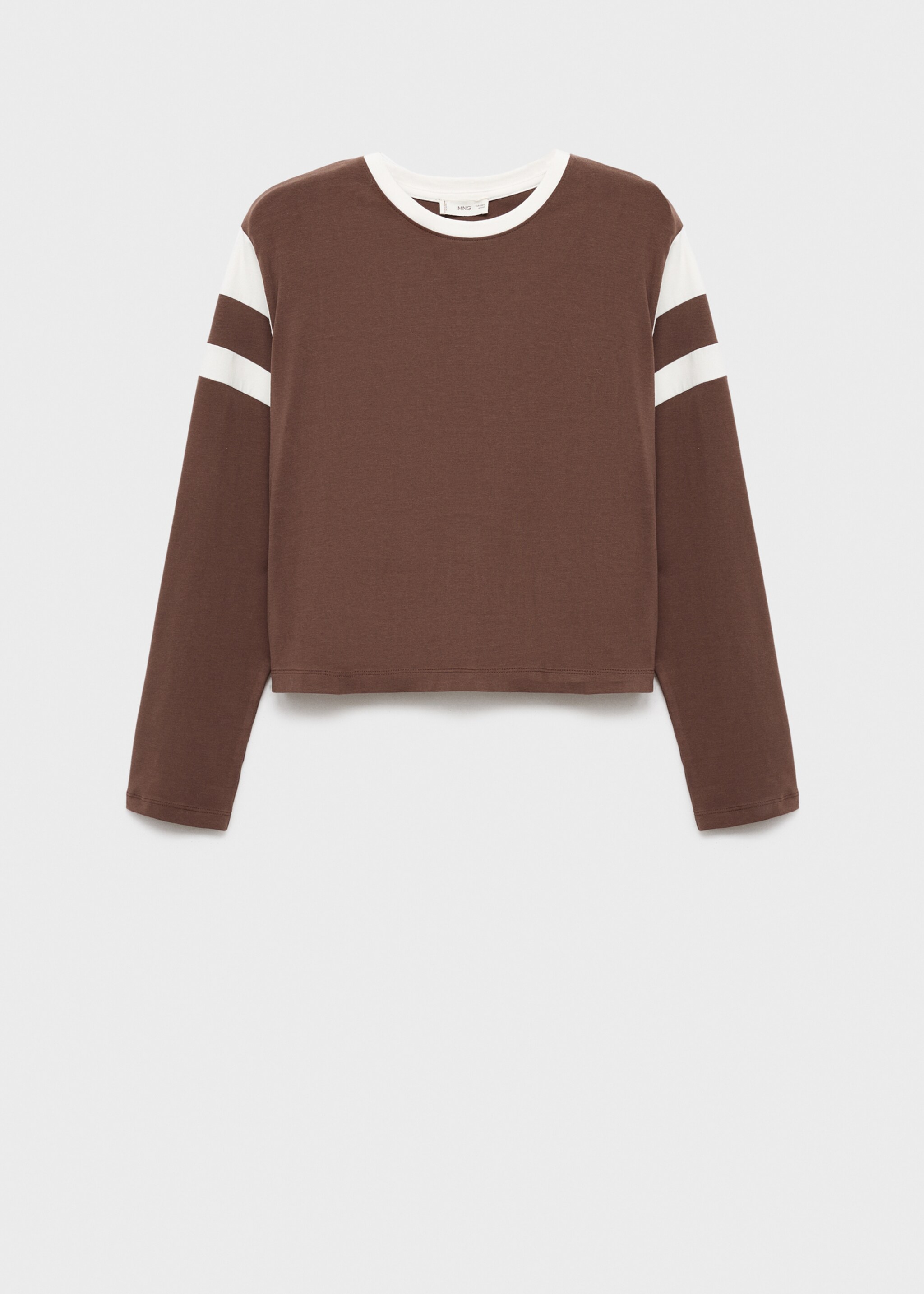 Contrasting collar cotton t-shirt - Article without model, Brown. Ref: 17006357-00.