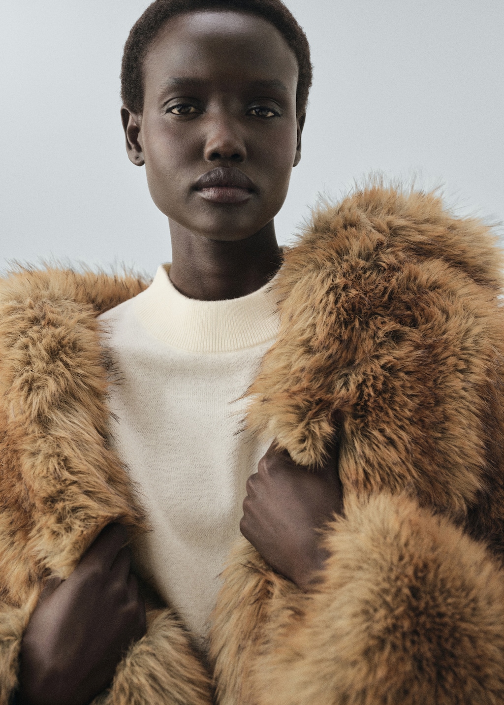 High collar wool sweater