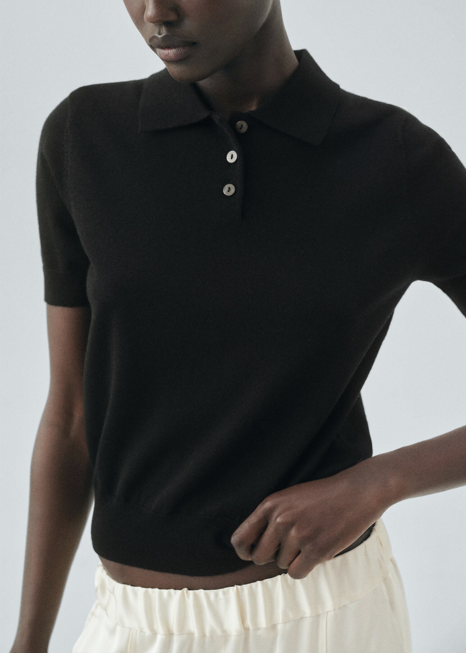 Pull 100% laine col polo - Plan moyen