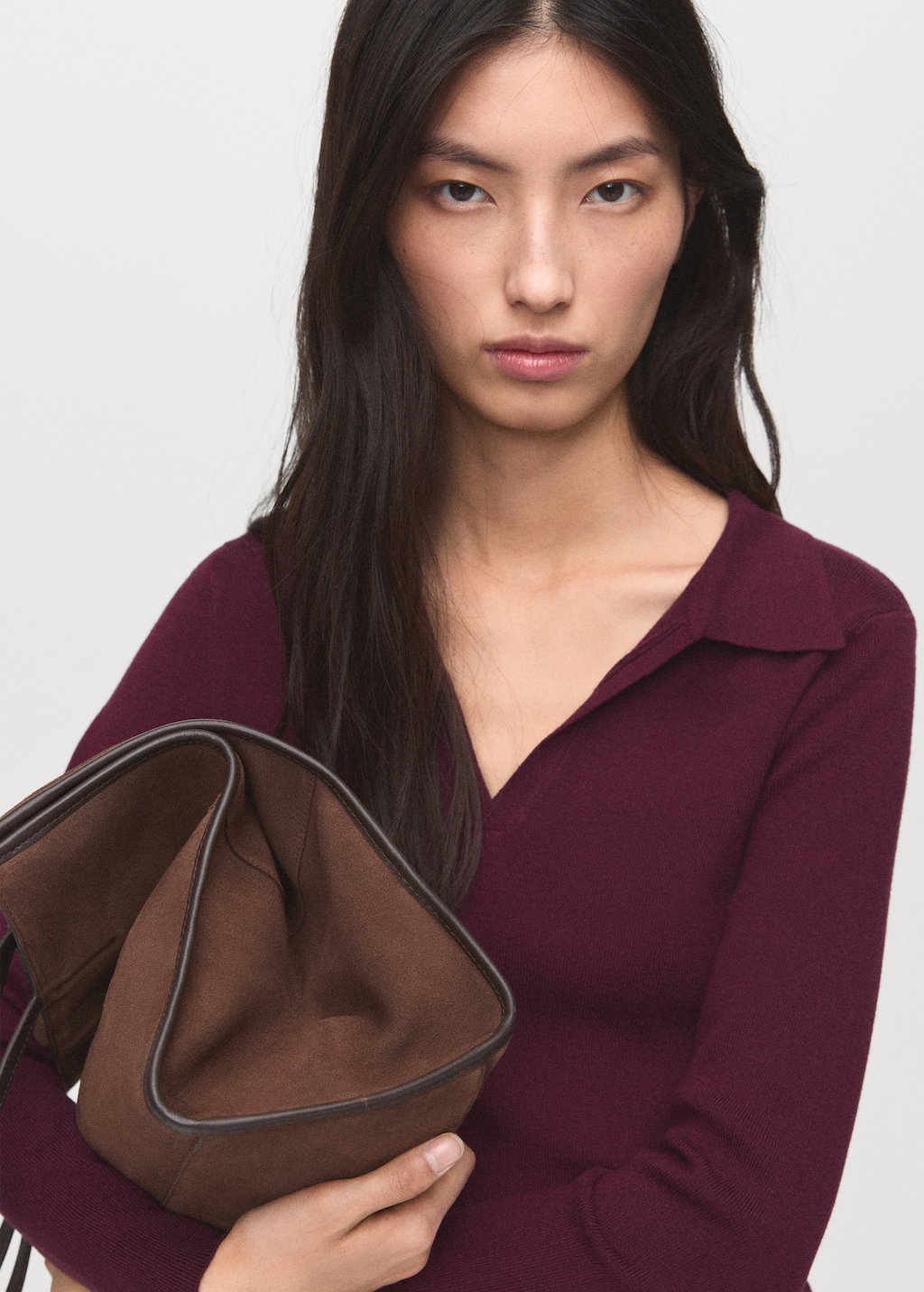 Long-sleeved polo-neck sweater