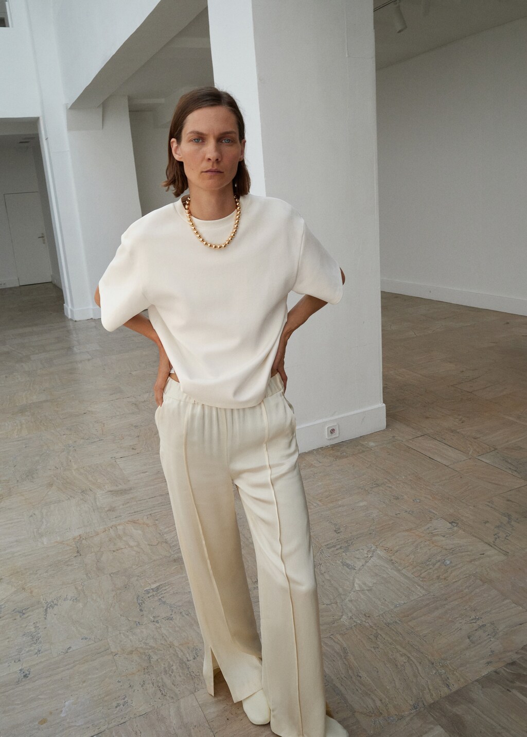 Satin pants with side openings - image 5