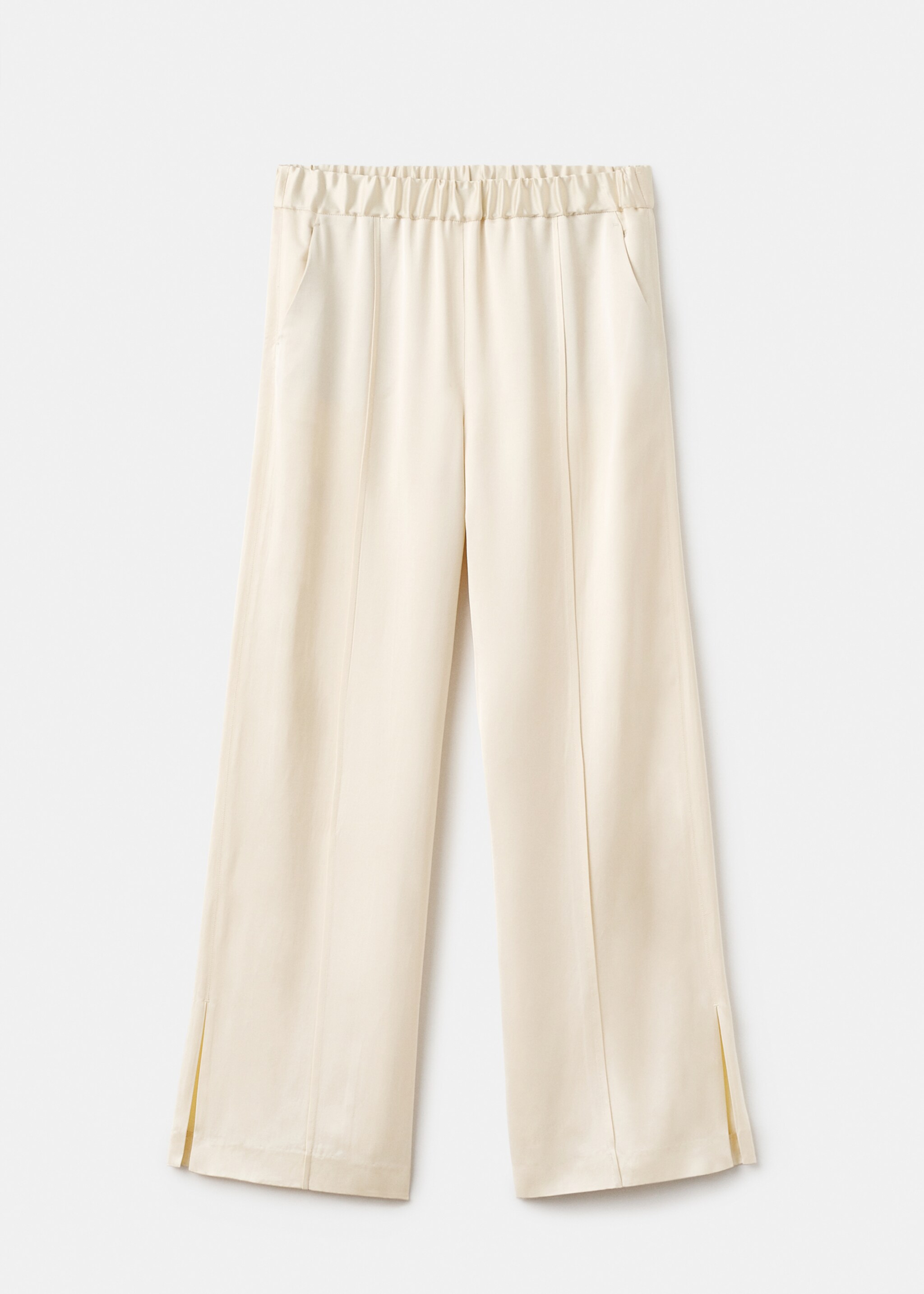 Satin trousers with side openings - Article without model, Vanilla. Ref: 17006364-00.
