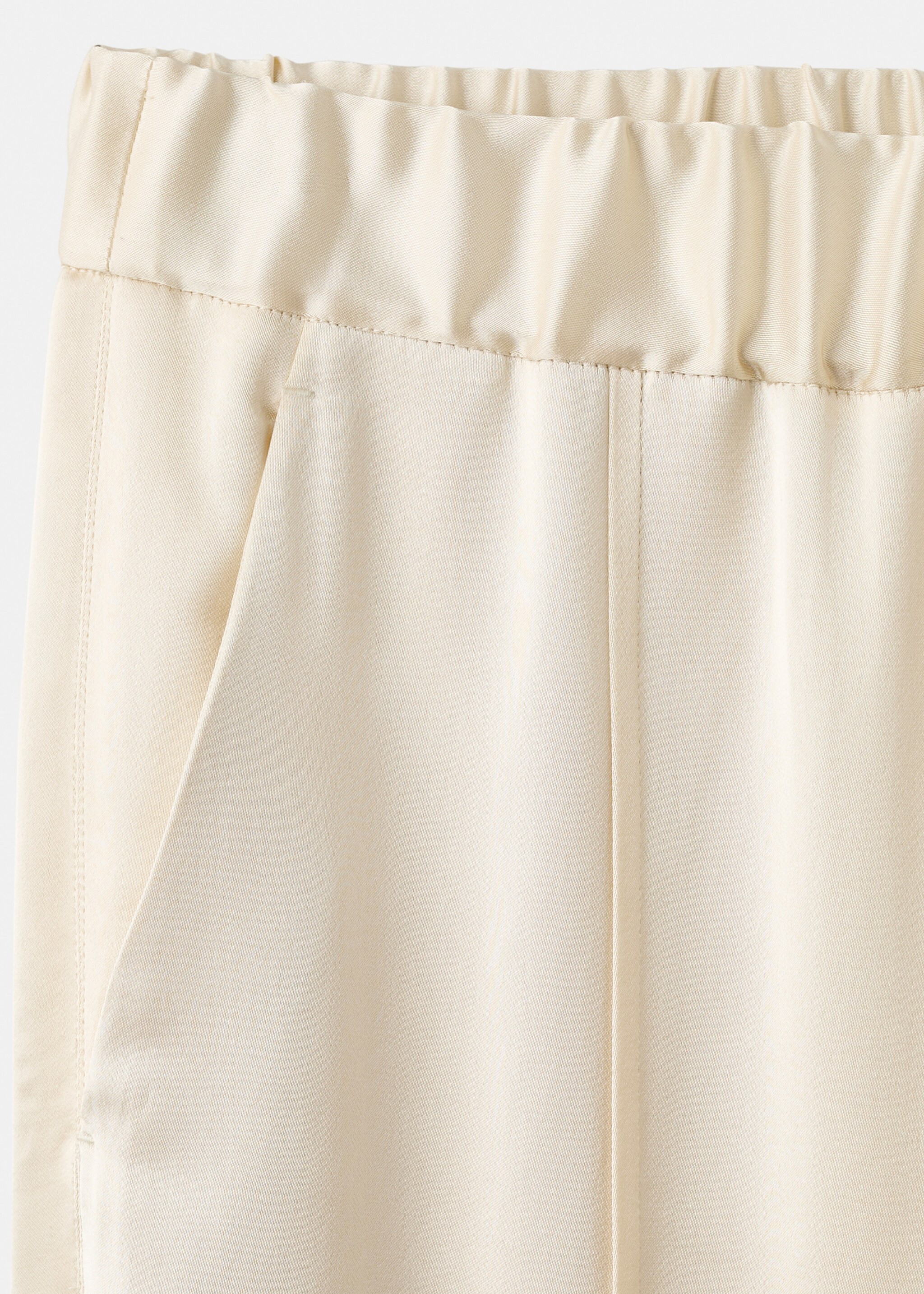 Satin trousers with side openings - Details of the article 8, Vanilla. Ref: 17006364-00.