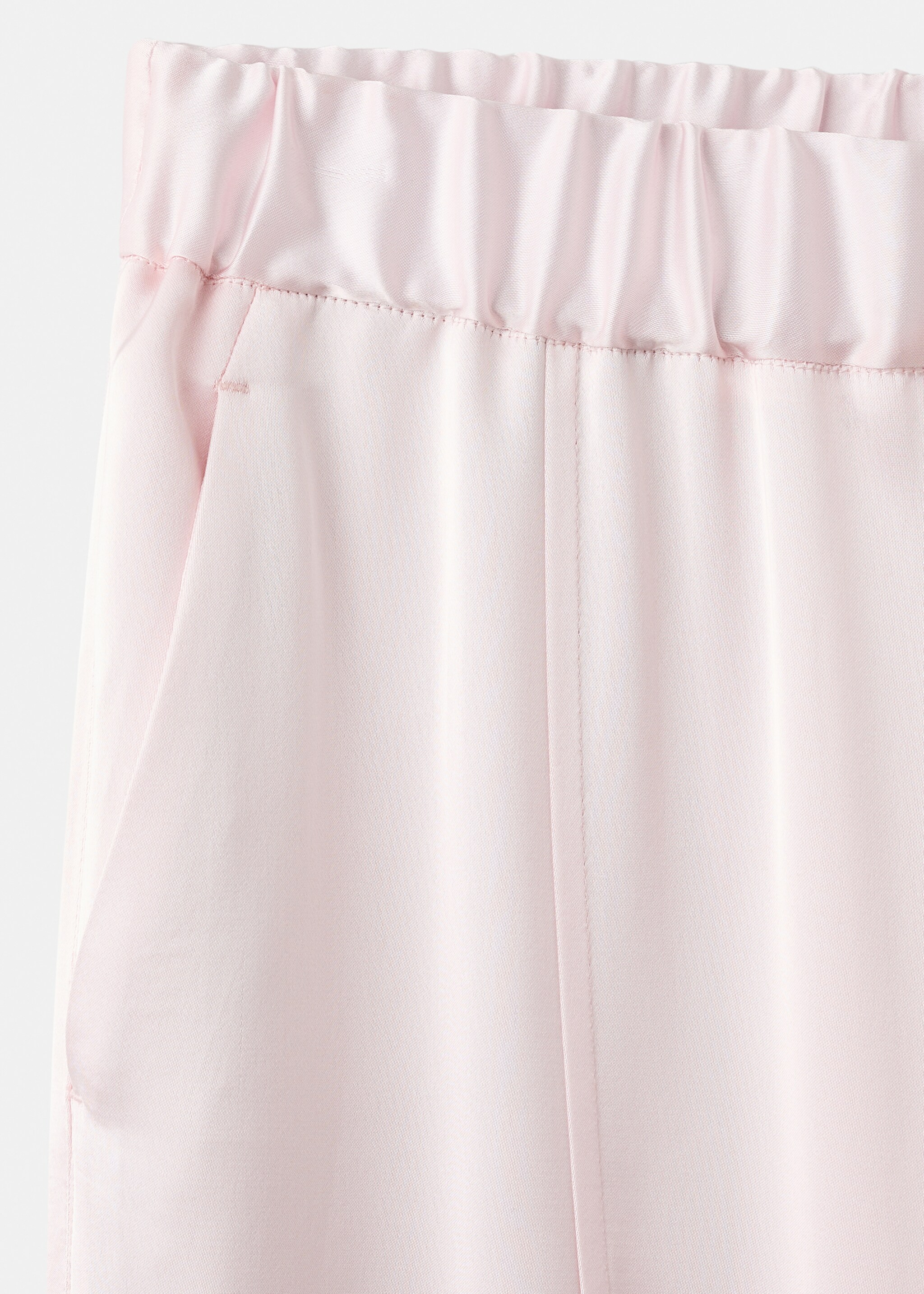 Satin trousers with side openings - Details of the article 8, Pastel Pink. Ref: 17006364-00.