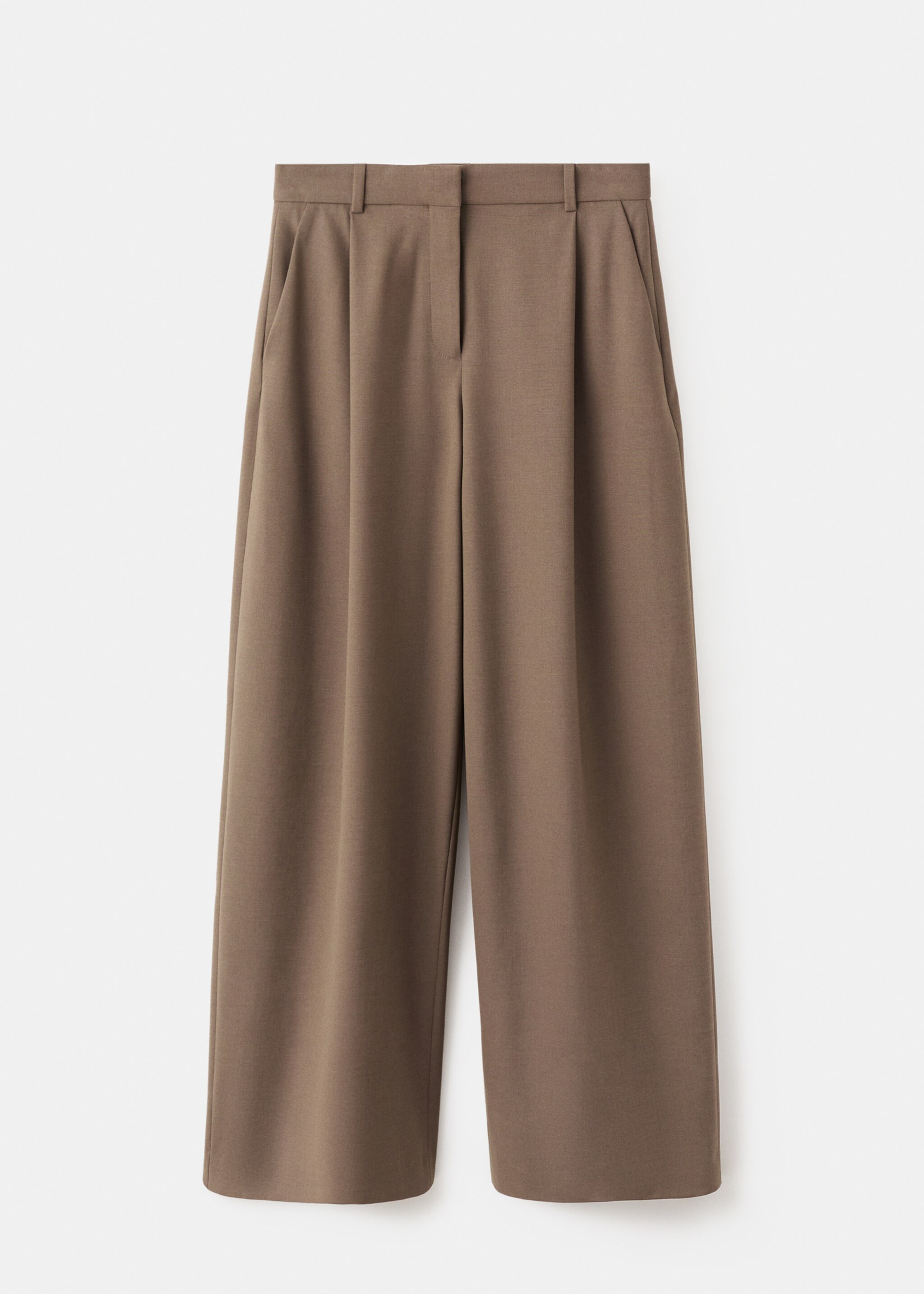 Pleated straight-leg suit trousers - Article without model, Medium Brown. Ref: 17006366-00.