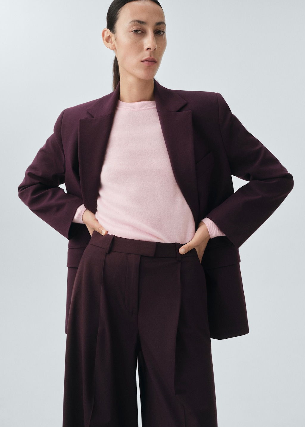 Straight wool suit pants