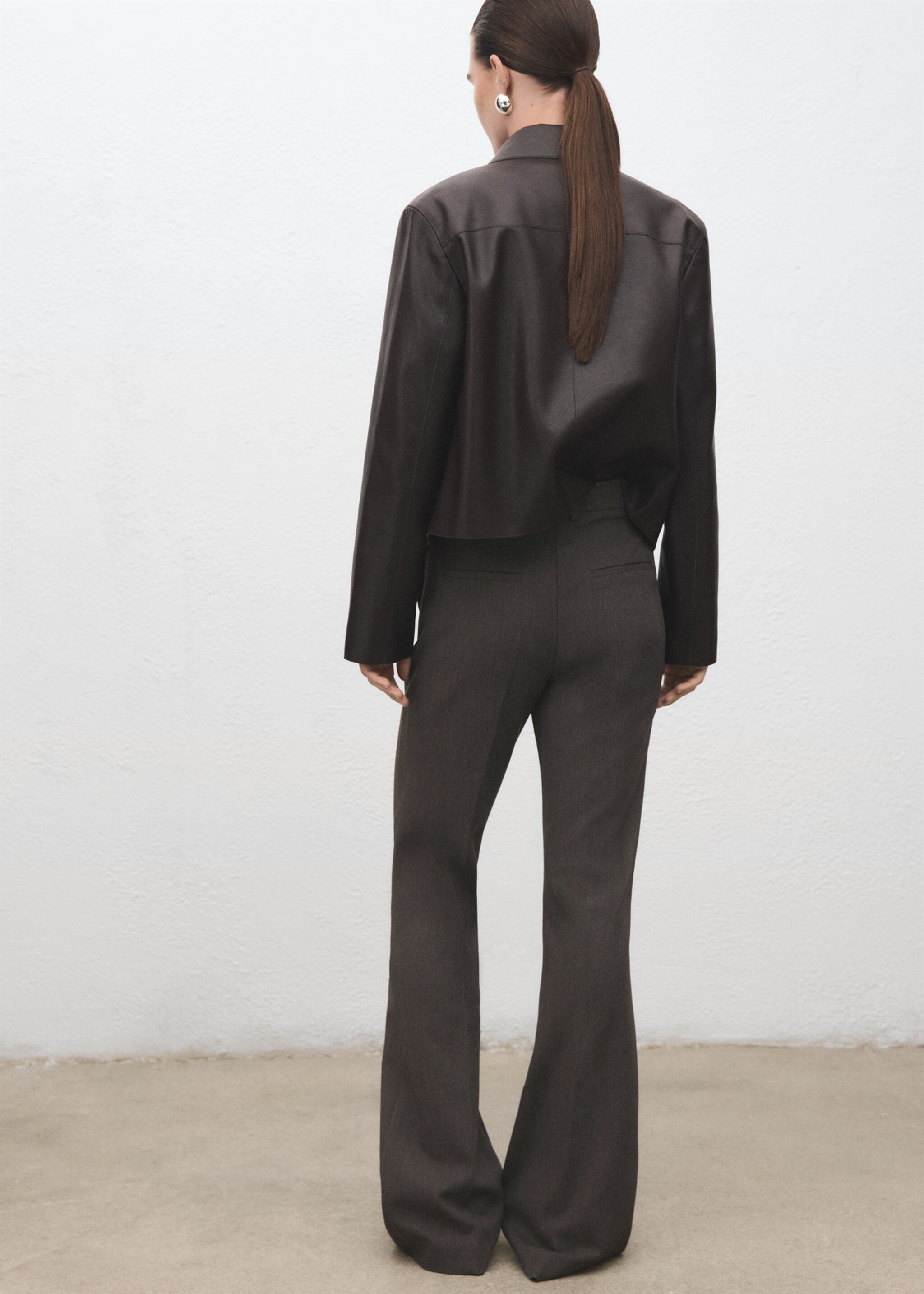 Mid-rise flare trousers - Reverse of the article, Grey. Ref: 17006734-00.