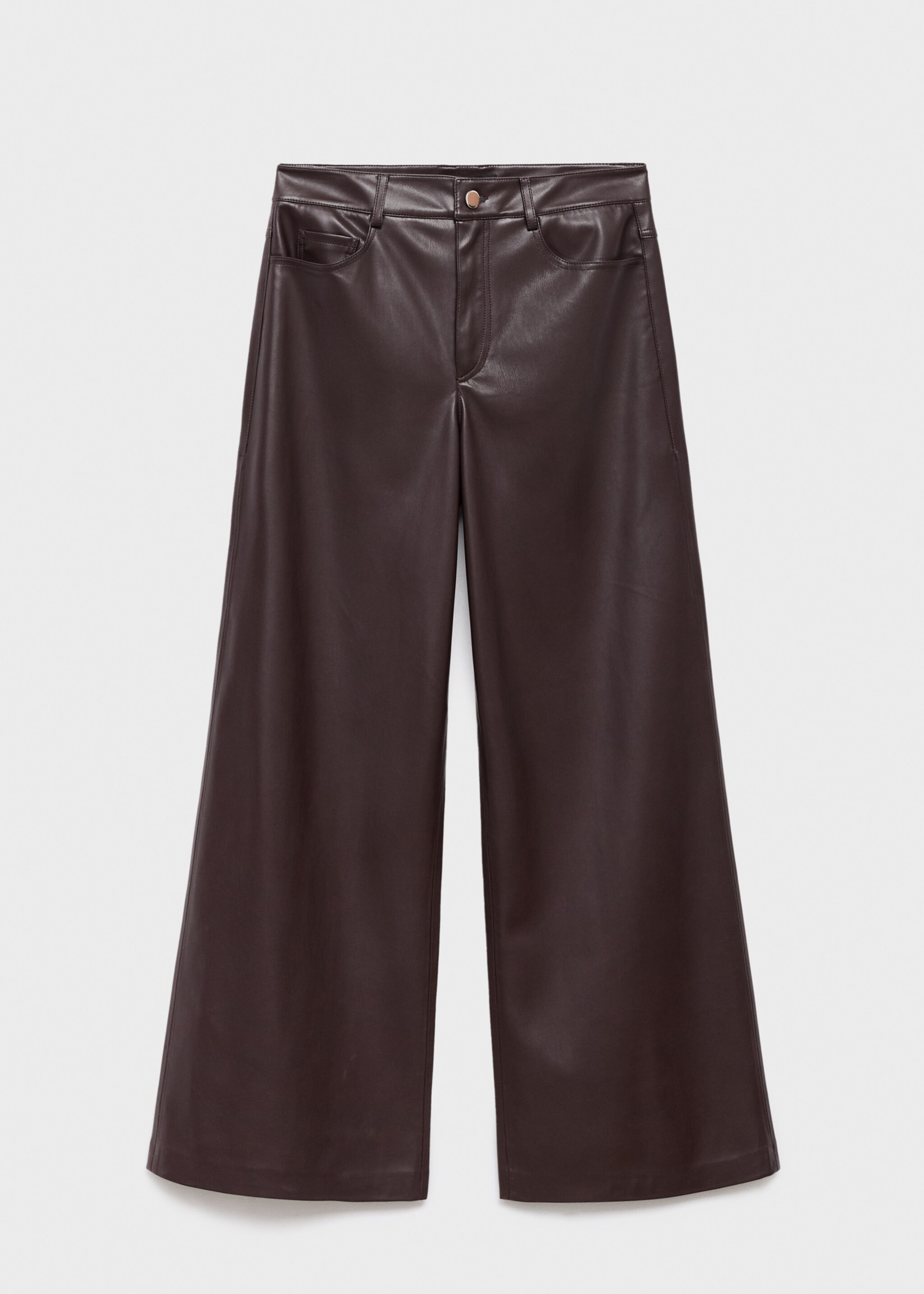 Leather-effect straight trousers - Article without model, Maroon. Ref: 17006735-00.