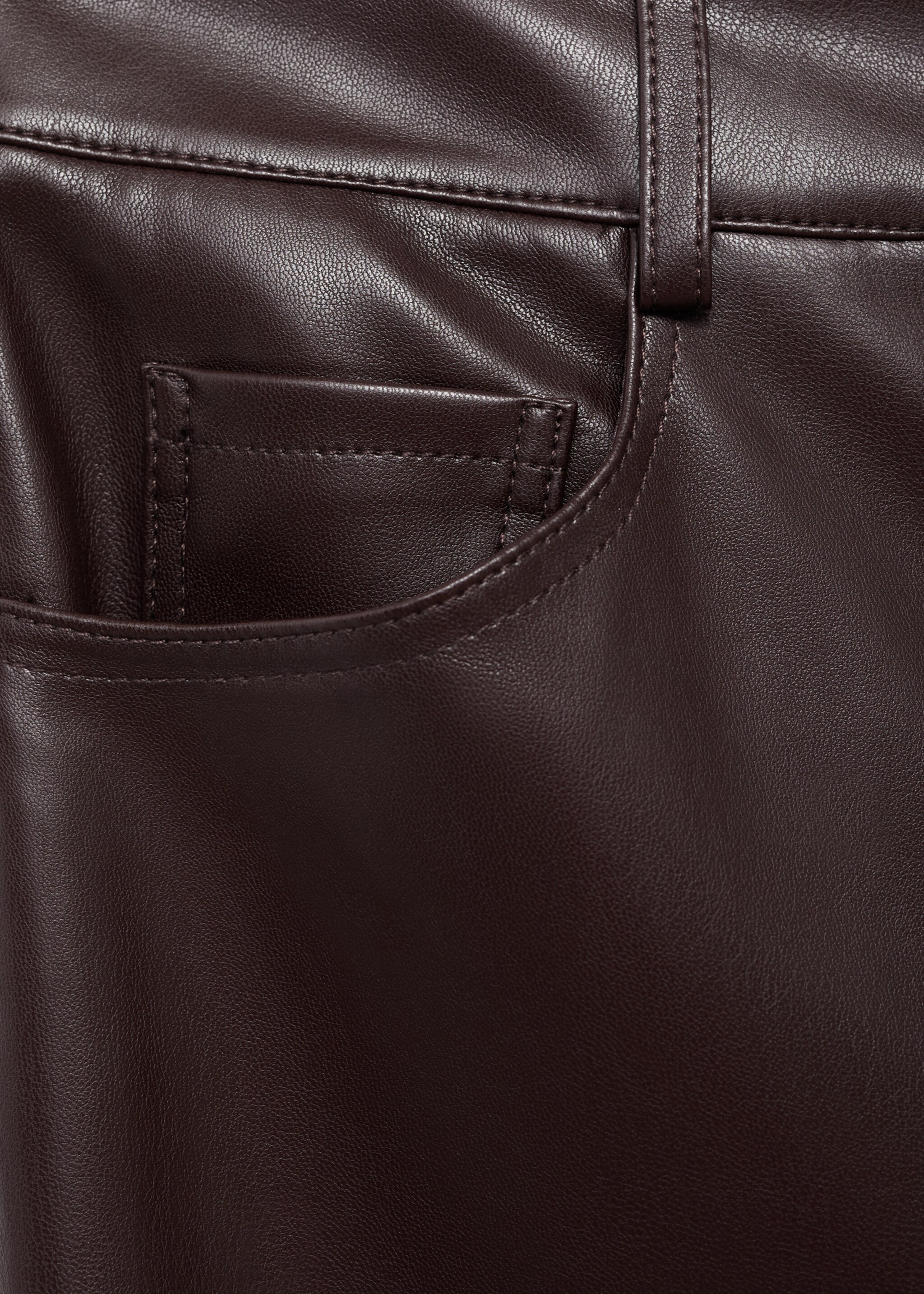 Leather-effect straight trousers - Details of the article 0, Maroon. Ref: 17006735-00.