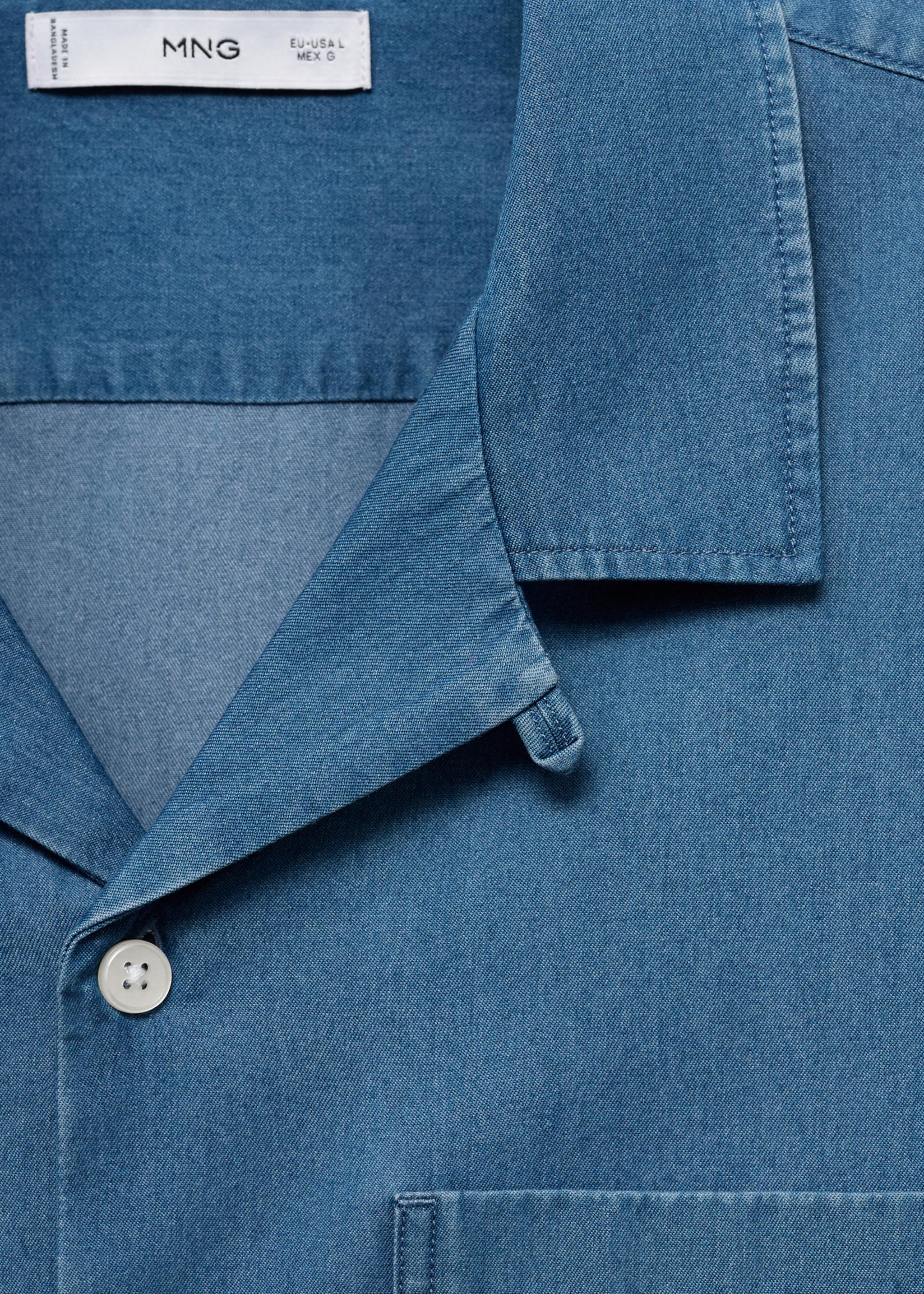 Camisa vaquera 100% algodón - Detalle del artículo 8, Azul indigo. Ref: 17006742-00.