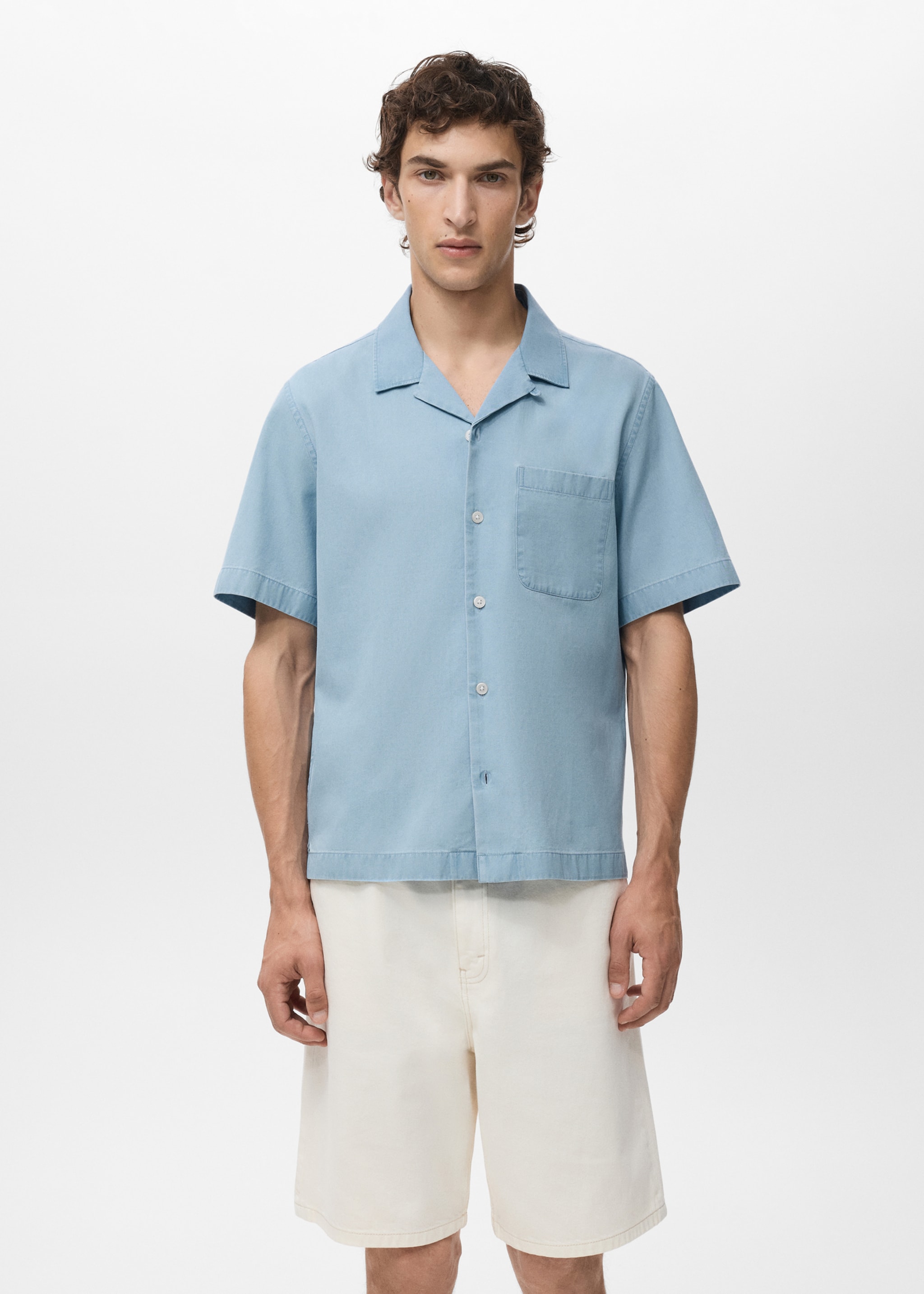 Camisa vaquera 100% algodón - Plano medio, Azul claro. Ref: 17006742-00.