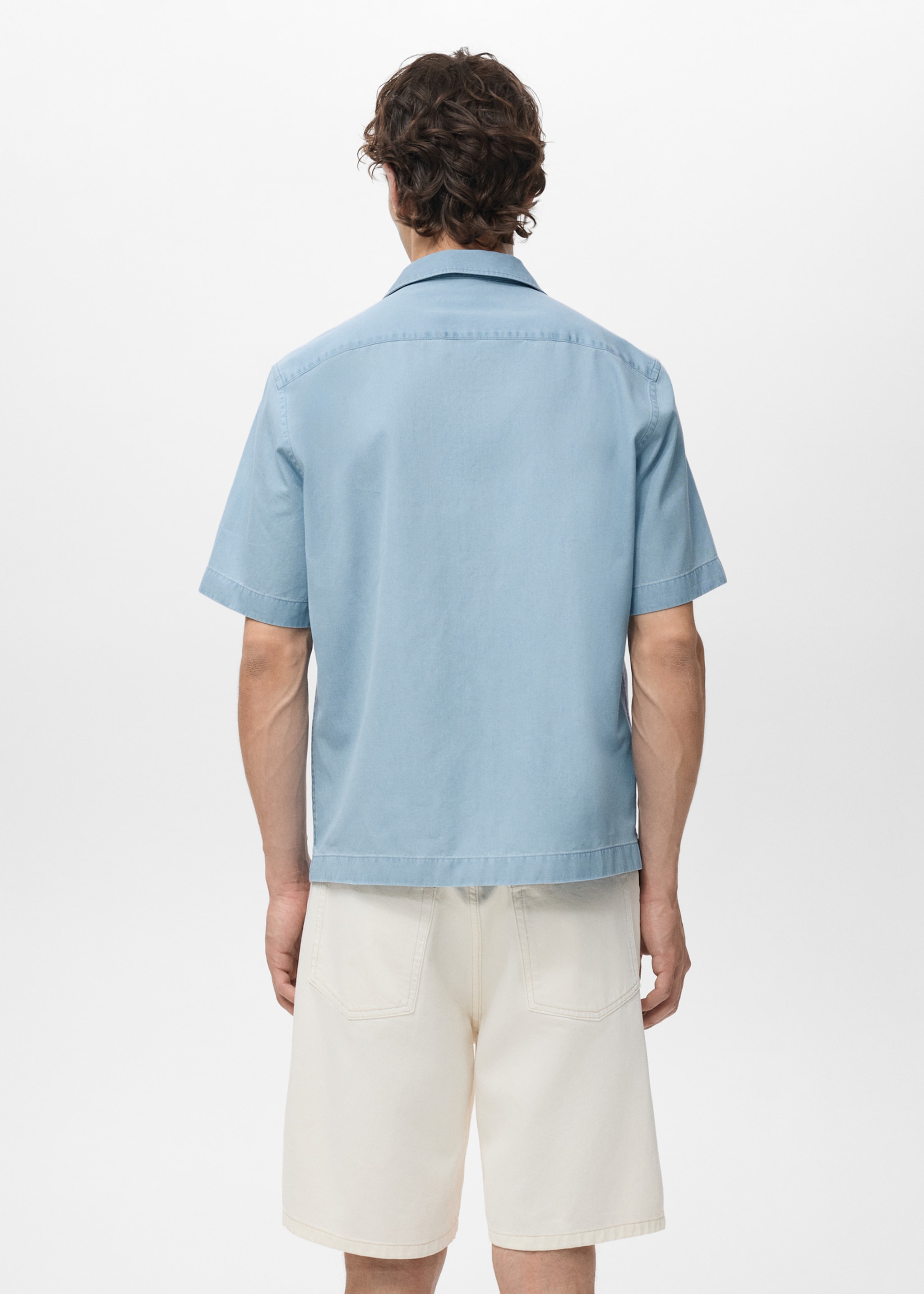 Camisa vaquera 100% algodón - Reverso del artículo, Azul claro. Ref: 17006742-00.