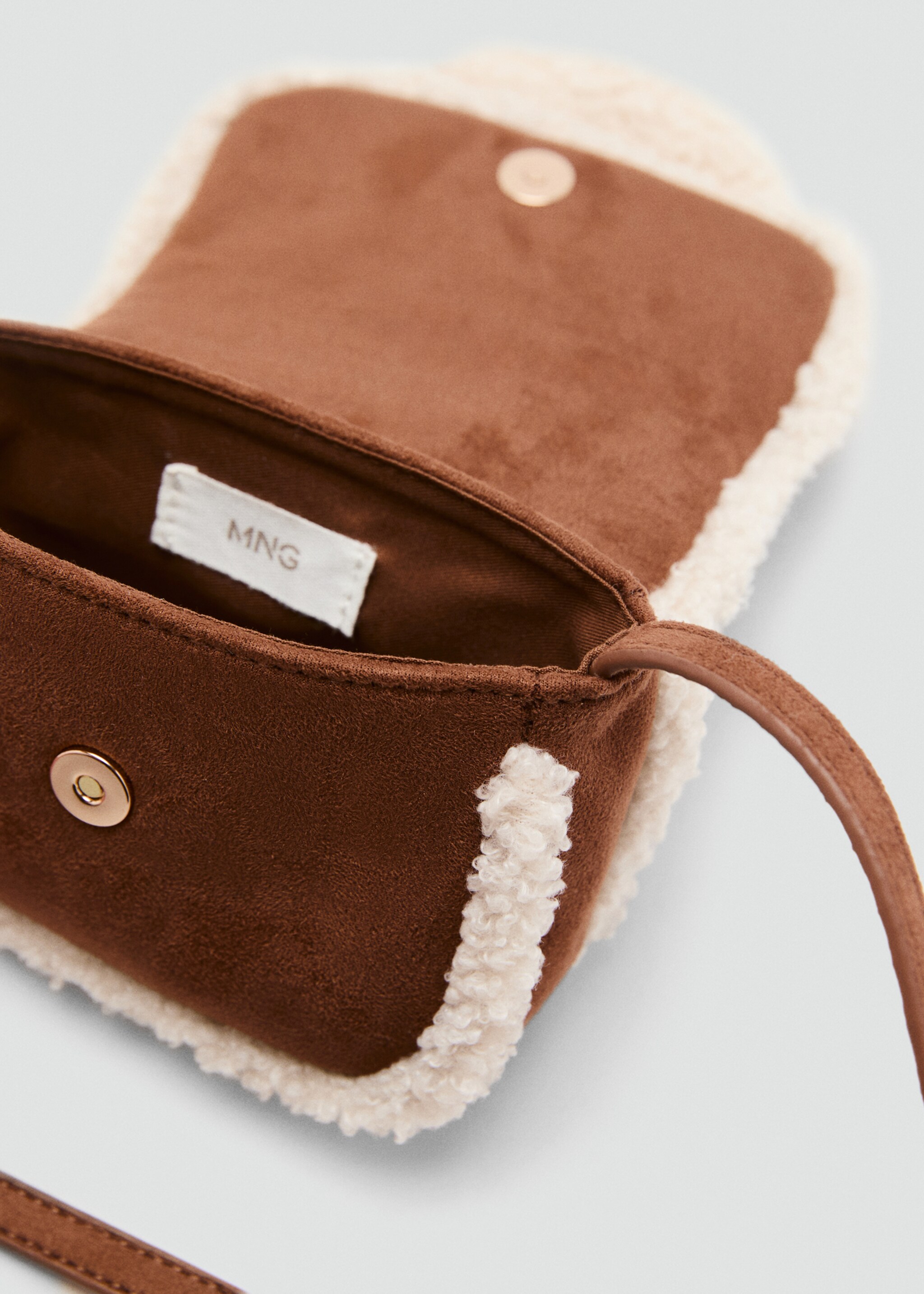 Shearling-effect bunny bag - Details of the article 1, Medium Brown. Ref: 17006746-00.